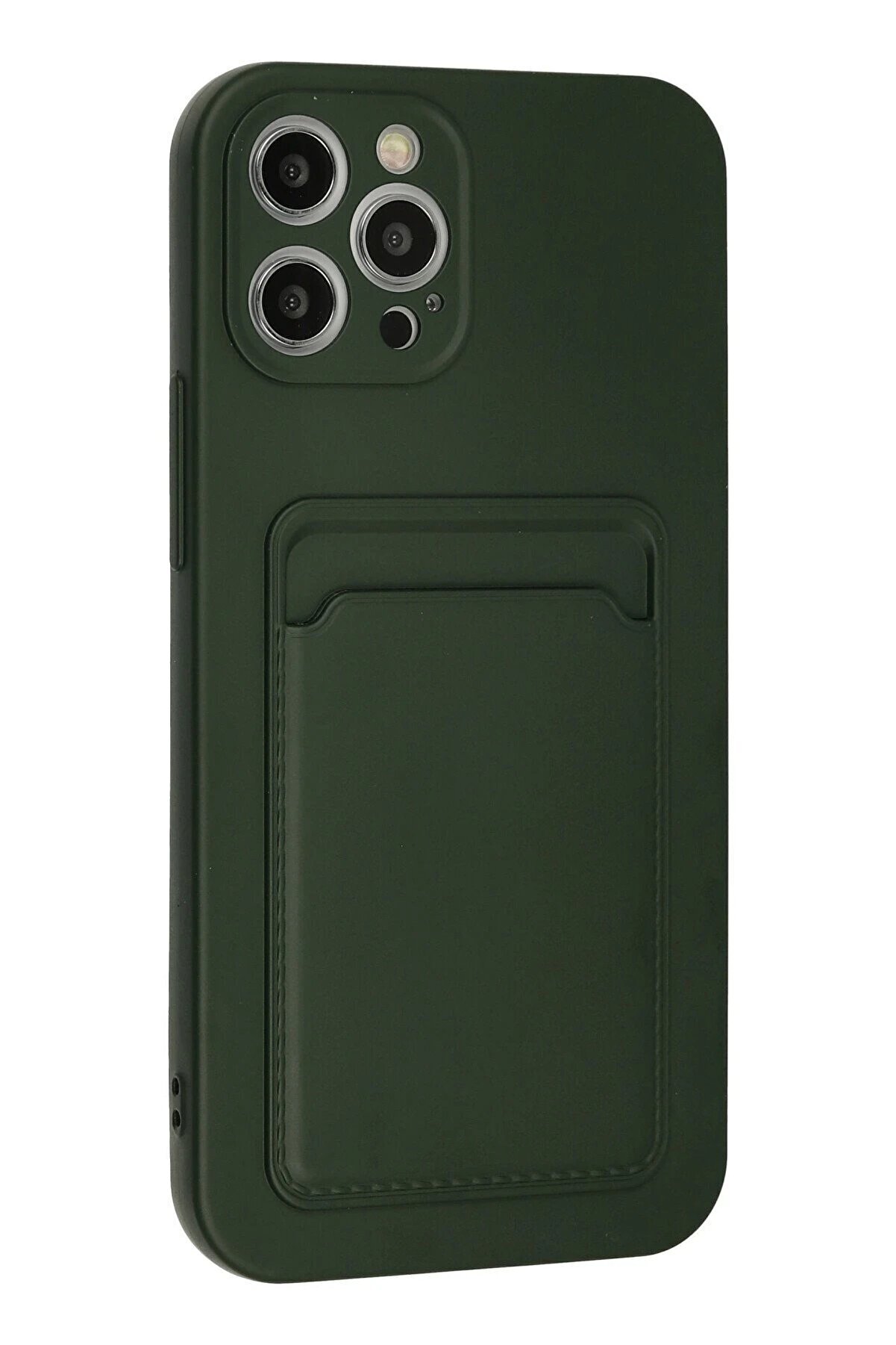 İphone 12 Pro Max Kılıf Kelvi̇n Kartvi̇zi̇tli̇ Si̇li̇kon - Koyu Yeşi̇l - Dropx9682-3757