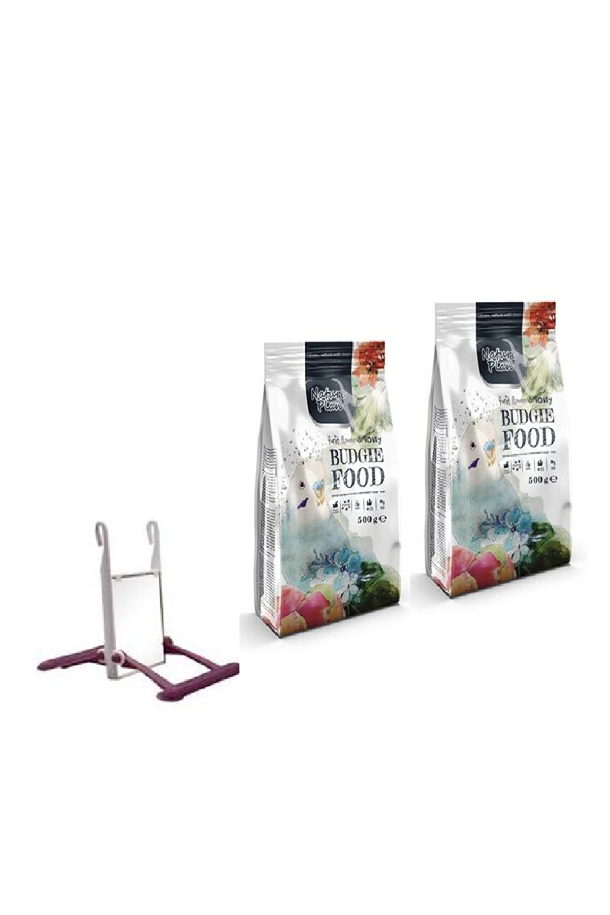 Naturea Nature Plan Premi̇um Muhabbet Kuşu Yemi̇ 500 Gr X 2 Adet +Muhabbet Kuşu Aynalı Salınğa&ccedil; X1 Adet