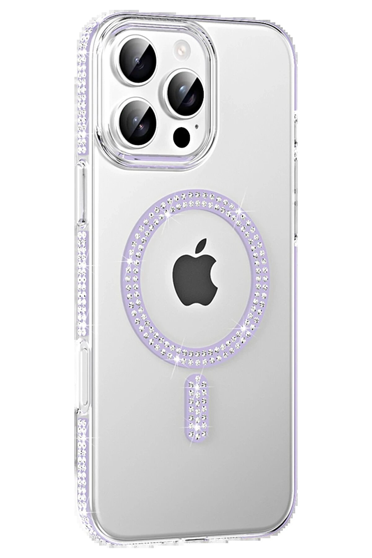 CepteToptan Apple iPhone 16 Pro Max Move Taşlı Magsafe Kapak - Lila - DROPX1585-4009