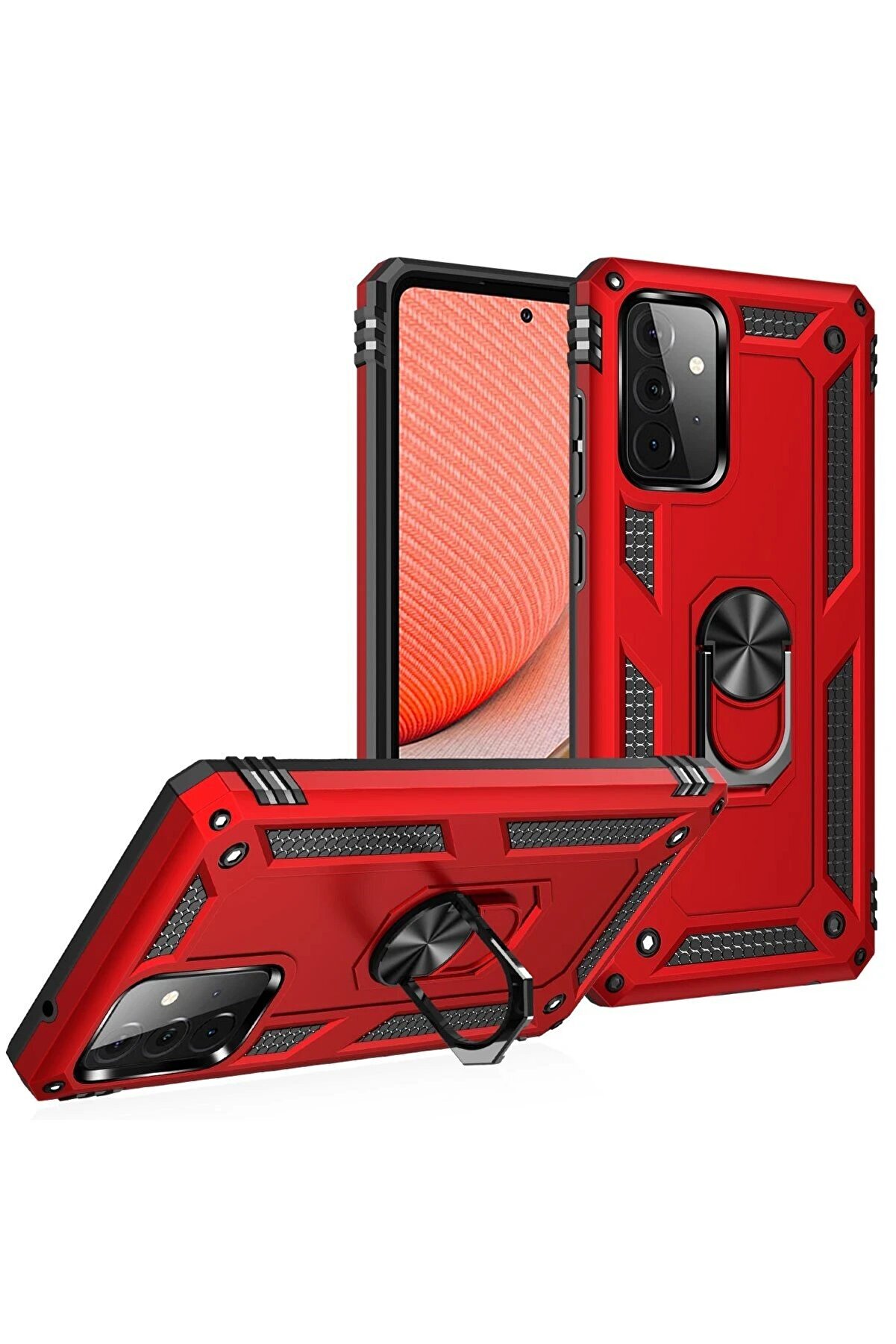 Samsung Galaxy A72 Kılıf Sofya Y&uuml;z&uuml;kl&uuml; Si̇li̇kon Kapak - Kırmızı - Dropx6792-6122