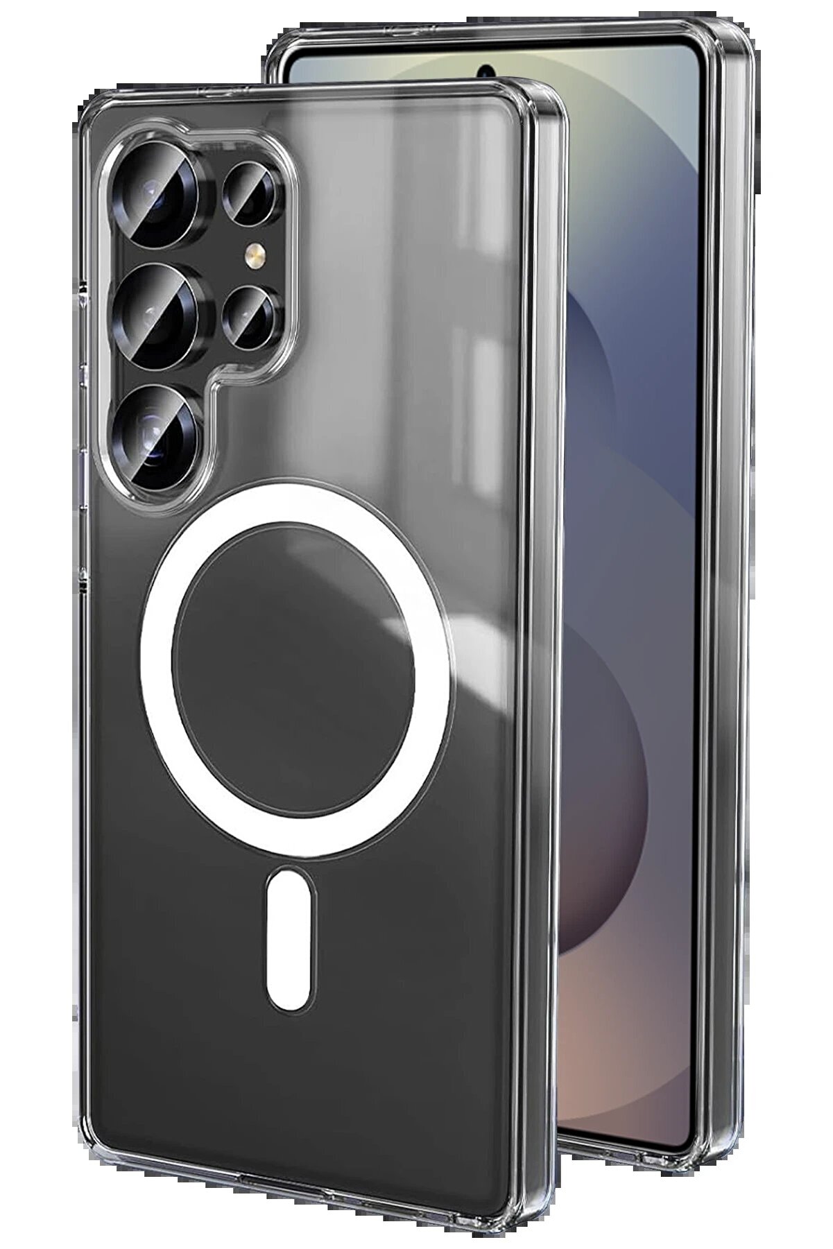 CepteToptan Samsung Galaxy S25 Ultra Kılıf Magneticsafe Şeffaf Silikon - Şeffaf - DROPX7216-5198