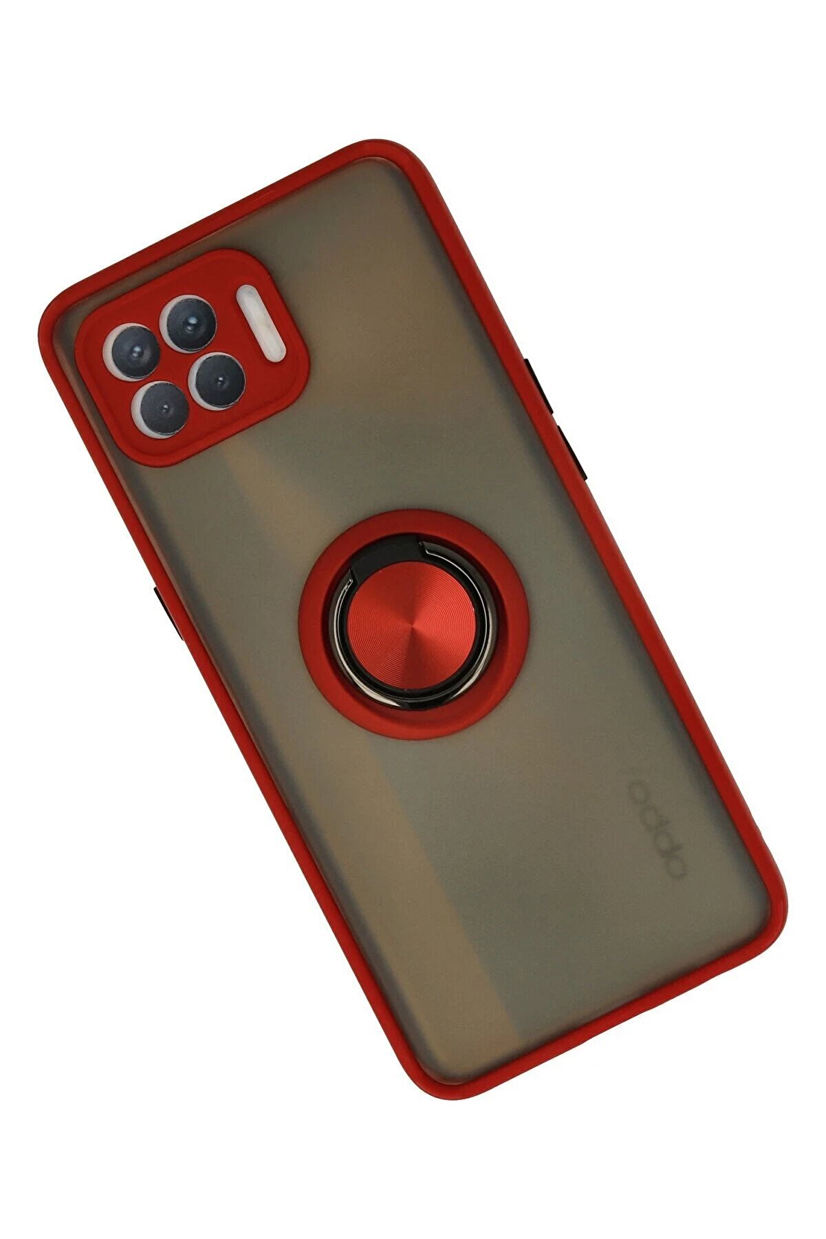 Oppo Reno 4 Li̇te Kılıf Montreal Yüzüklü Si̇li̇kon Kapak - Kırmızı - Dropx7450-9910