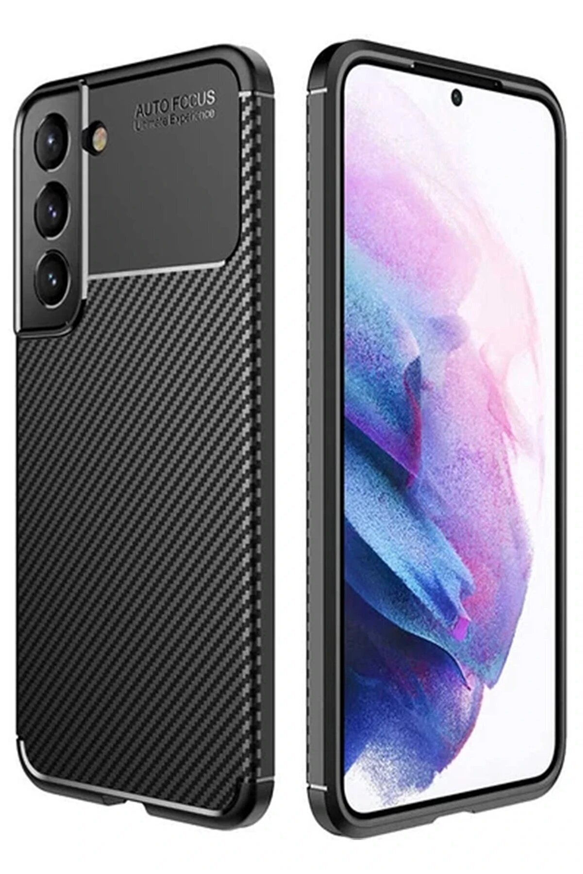 CepteToptan Samsung Galaxy S22 Plus Kılıf Auto Focus Karbon Kapak - Siyah - DROPX6102-5096