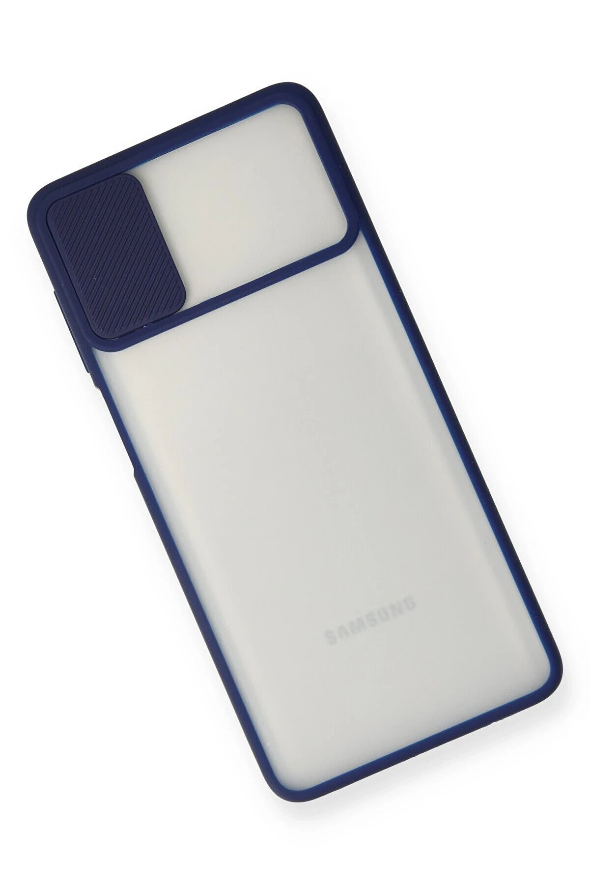 Samsung Galaxy M51 Kılıf Palm Buzlu Kamera S&uuml;rg&uuml;l&uuml; Si̇li̇kon - Laci̇vert - Dropx4636-8963