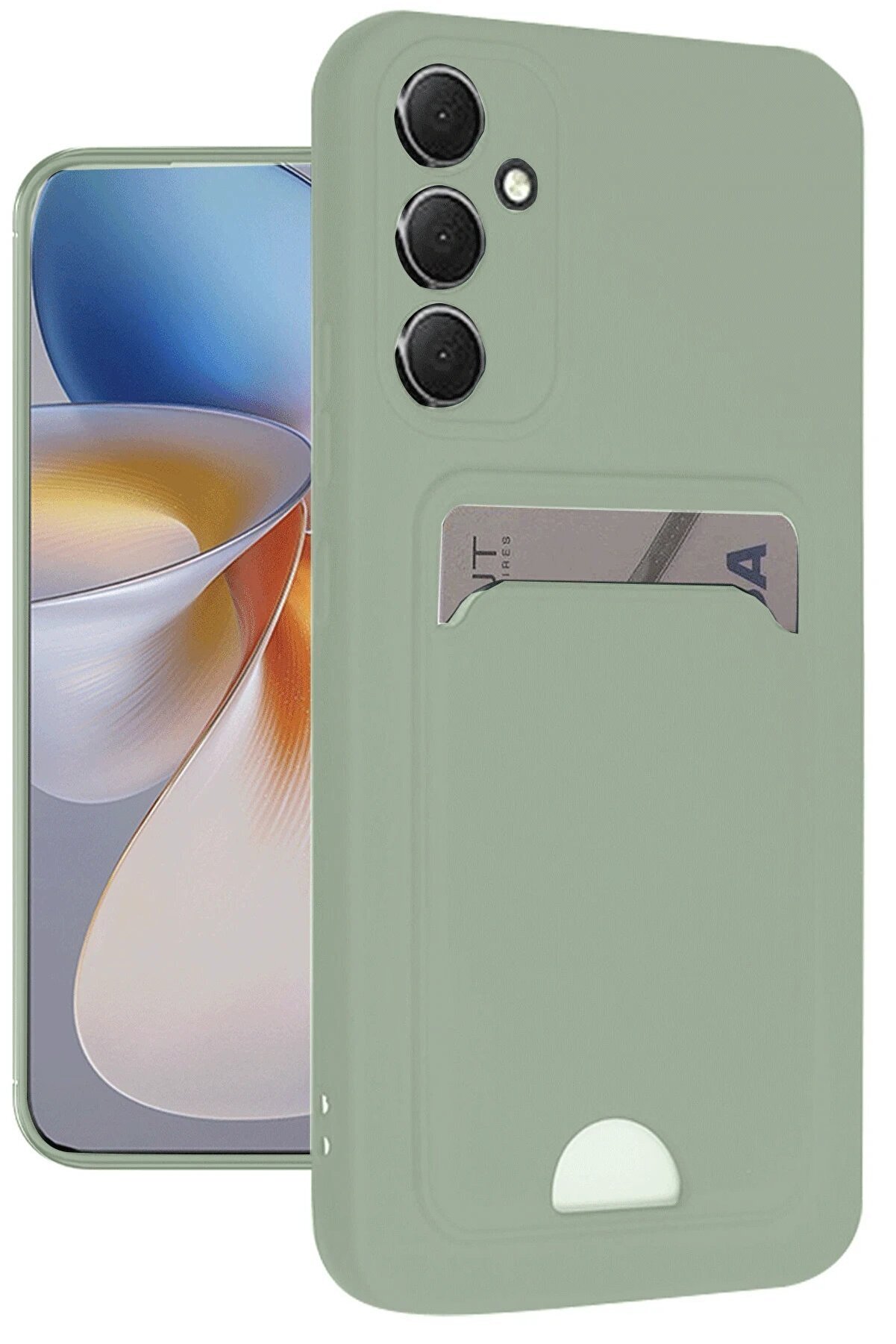 Samsung Galaxy A16 5G Kılıf Kelvi̇n Kartvi̇zi̇tli̇ Si̇li̇kon - Su Yeşi̇li̇ - Dropx5814-2474