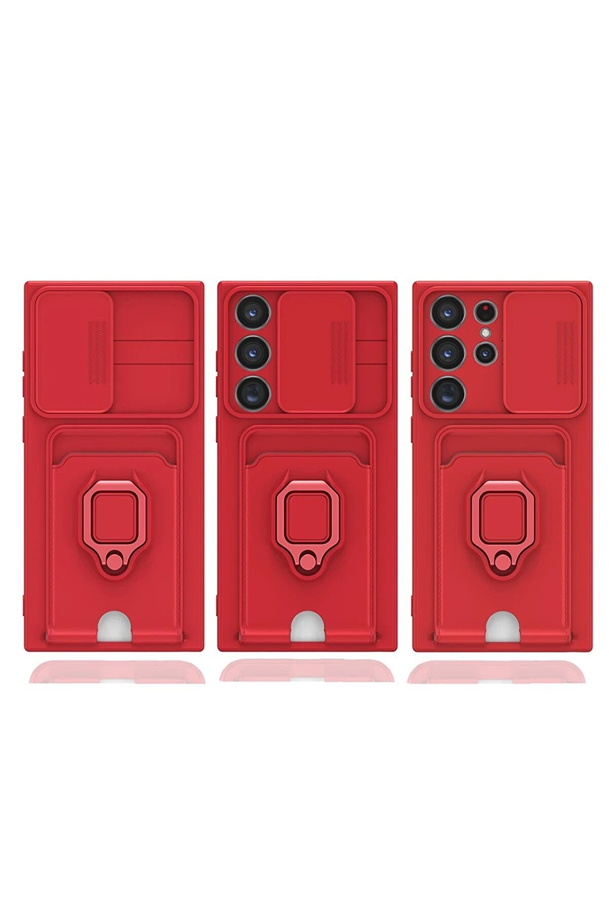 Samsung Galaxy S25 Ultra Kılıf Zuma Kartvi̇zi̇tli̇ Yüzüklü Si̇li̇kon - Kırmız - Dropx7937-6152