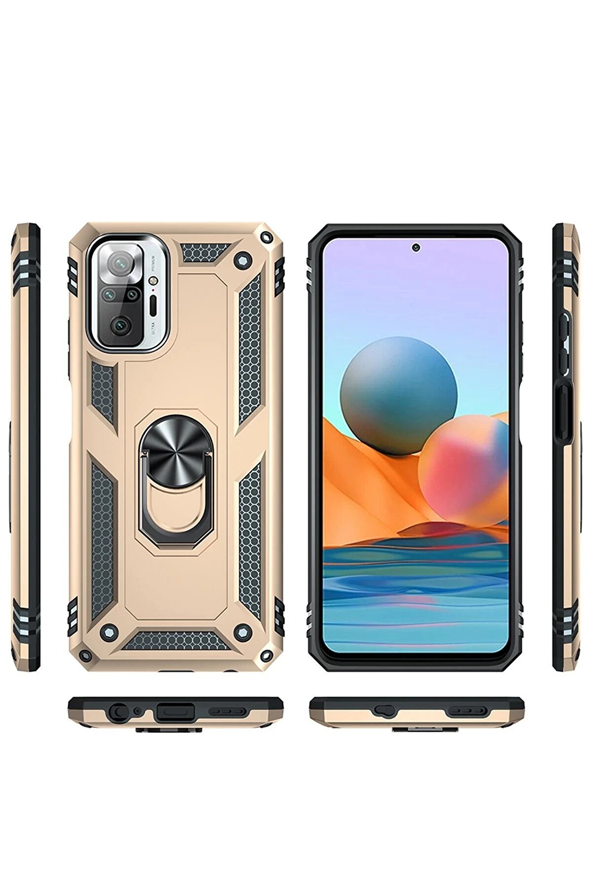 Xi̇aomi̇ Redmi̇ Note 10 Pro Kılıf Sofya Yüzüklü Si̇li̇kon Kapak - Gold - Dropx2476-1552