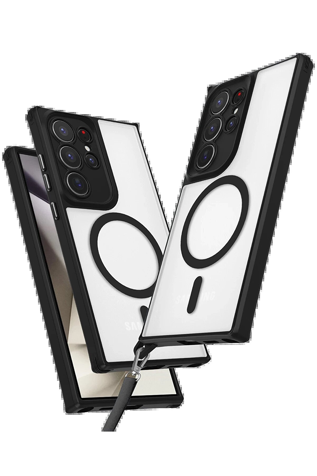 CepteToptan Samsung Galaxy S23 Ultra Kılıf Enka Magsafe Silikon Kılıf - Siyah - DROPX7151-1003