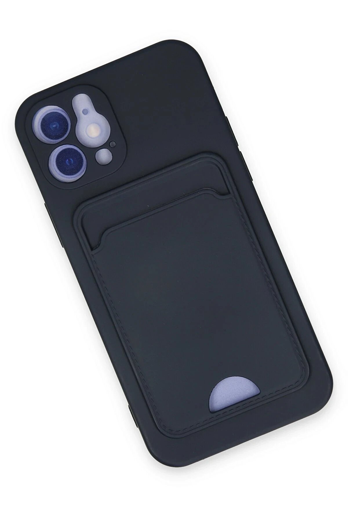 İphone 12 Kılıf Kelvi̇n Kartvi̇zi̇tli̇ Si̇li̇kon - Laci̇vert - Dropx5783-9613