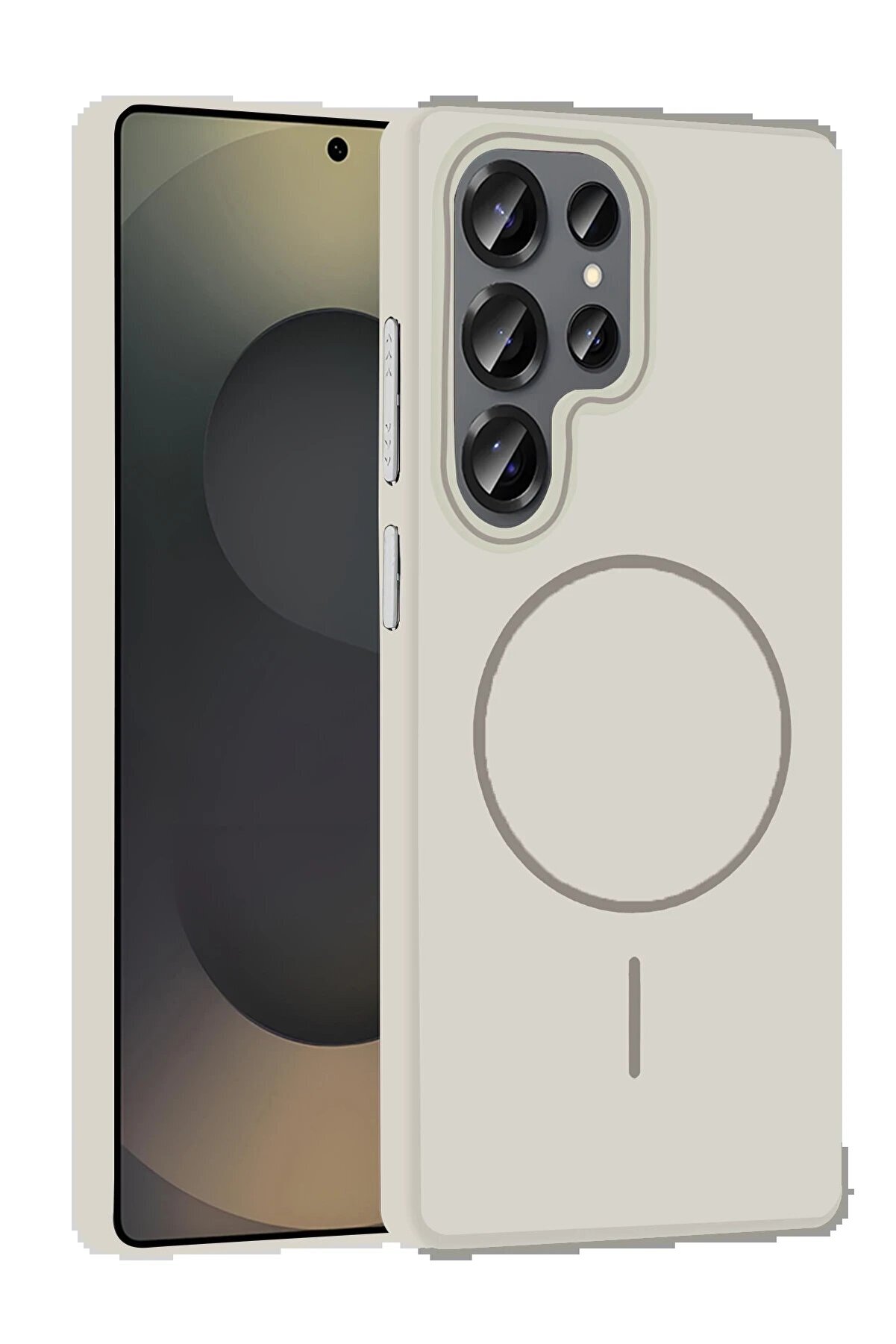 CepteToptan Samsung Galaxy S25 Ultra Broş Magsafe Kapak - Krem - DROPX6531-1593