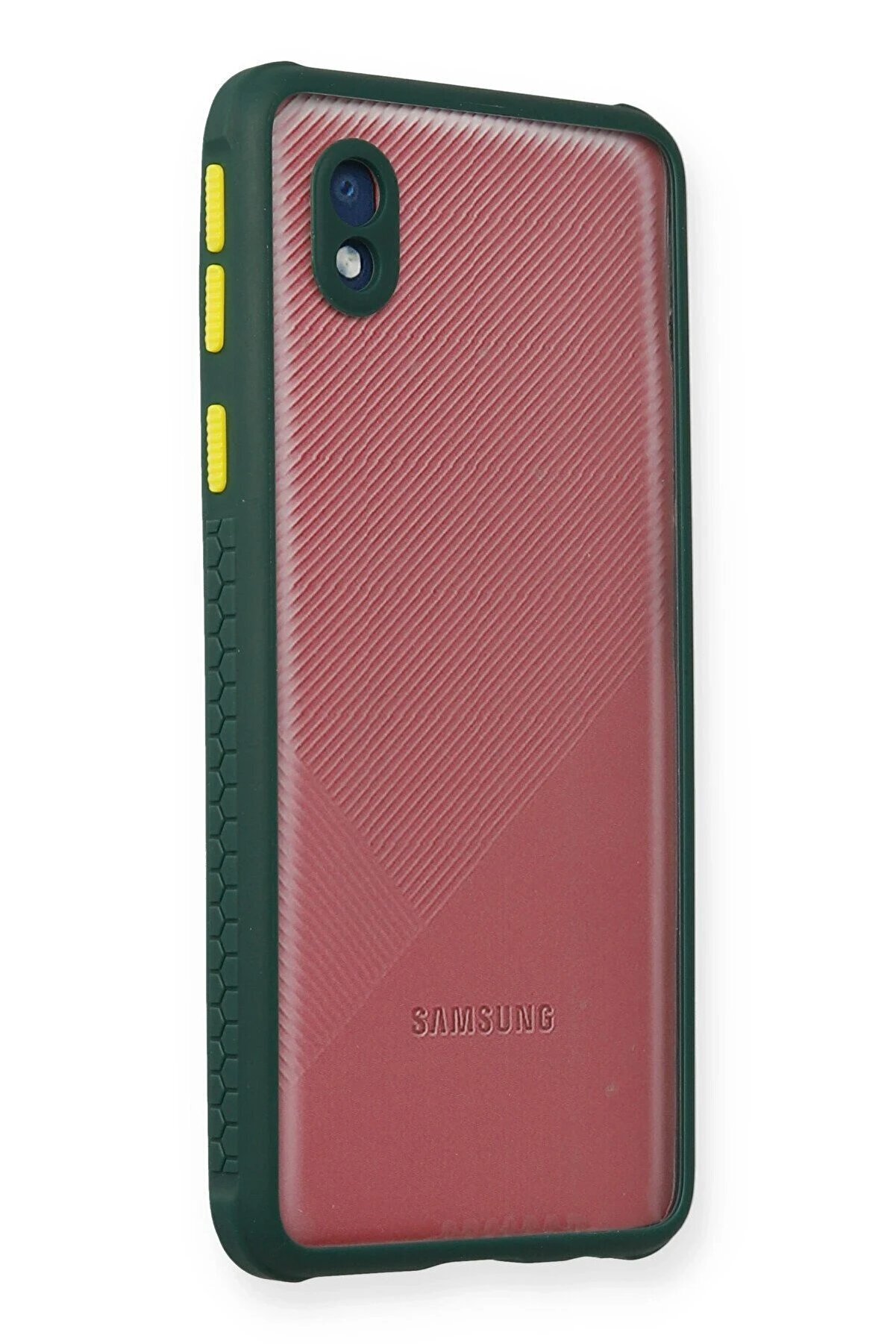 CepteToptan Samsung Galaxy A01 Core Kılıf Miami Şeffaf Silikon - Koyu Yeşil - DROPX4640-9560