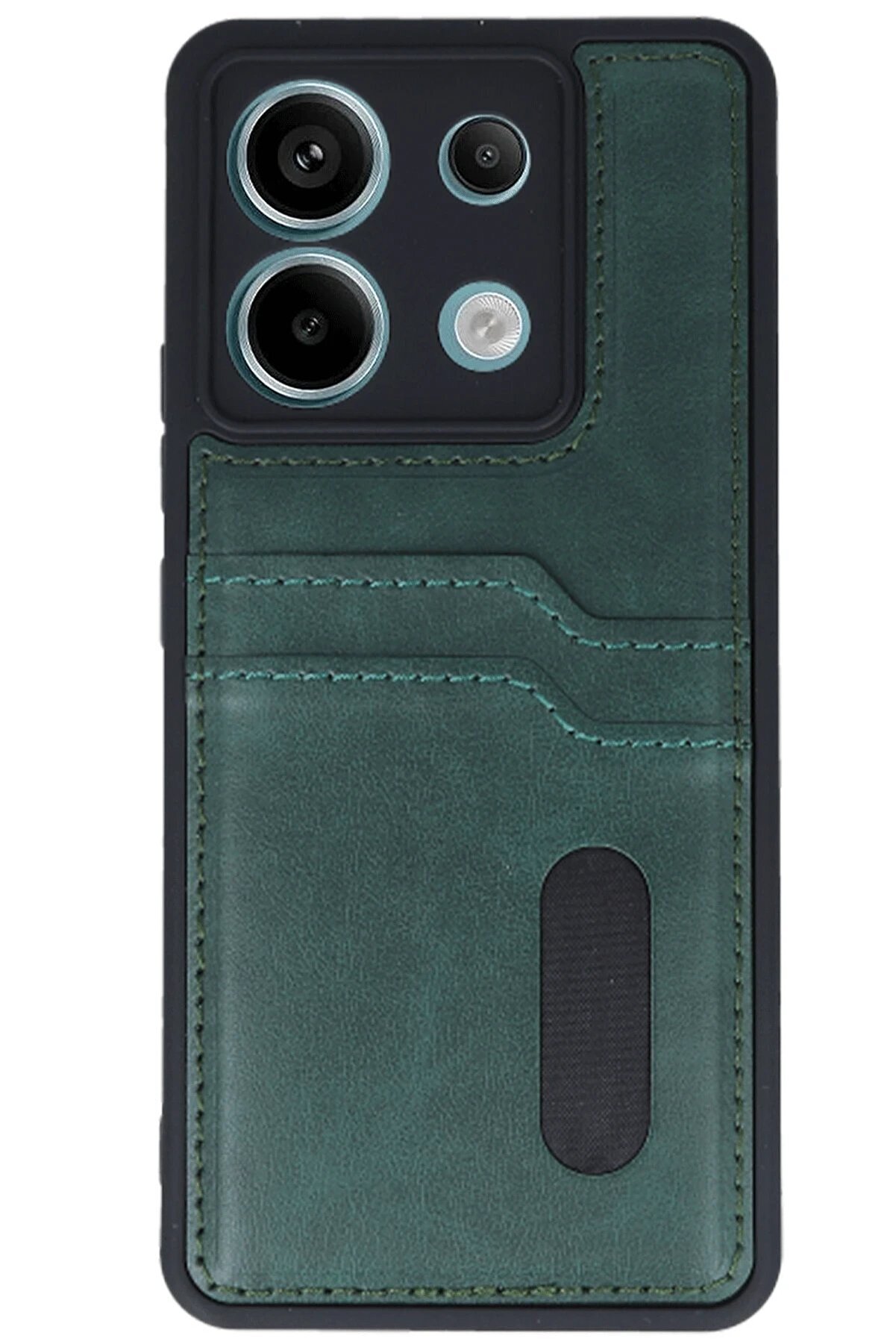 Xi̇aomi̇ Redmi̇ Note 13 Pro 5G Kılıf Sara Kartvi̇zi̇tli̇ Deri̇ Kılıf - Koyu Yeşi̇l - Dropx5937-9838