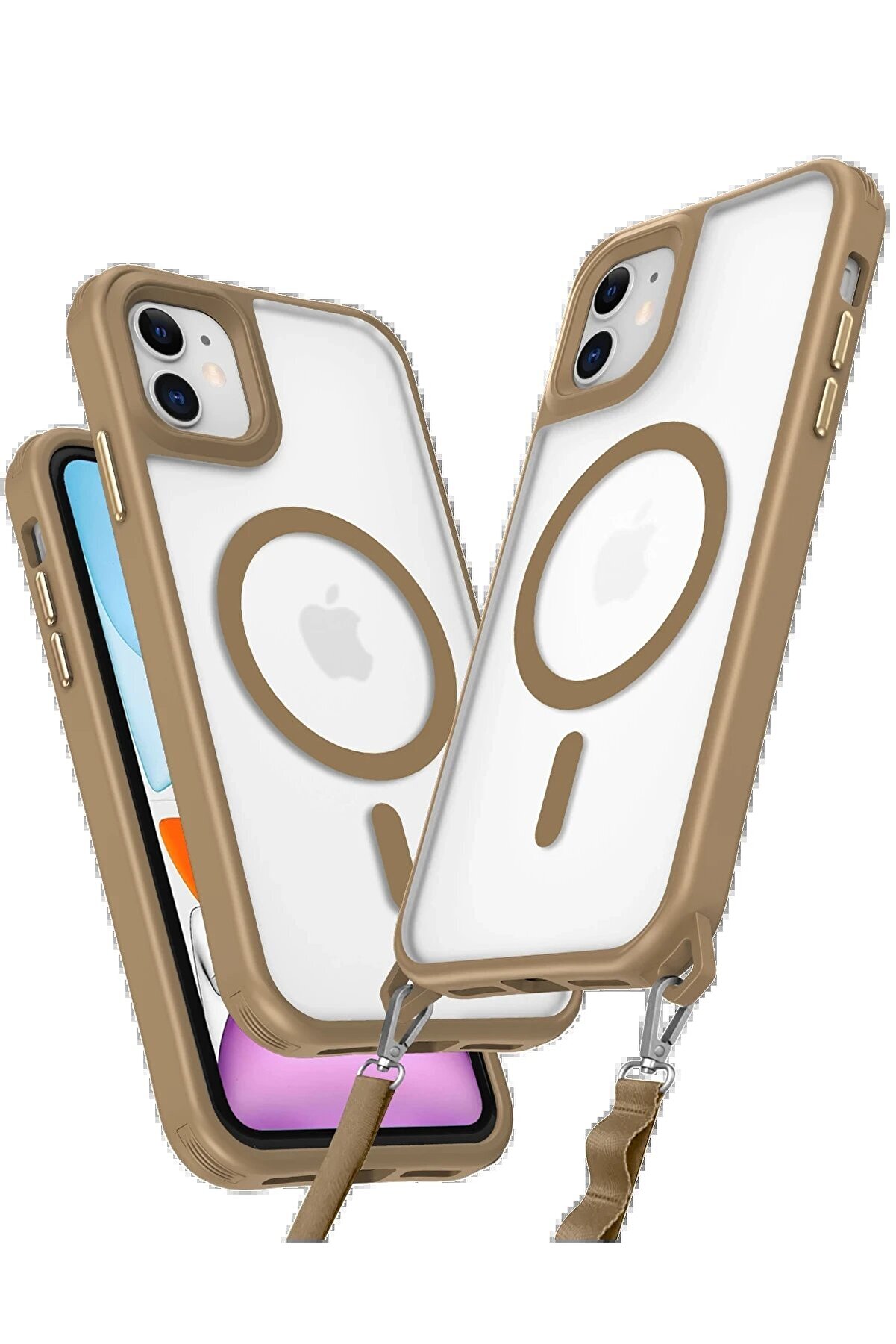 CepteToptan iPhone 12 Kılıf Enka Magsafe Silikon Kılıf - Desert - DROPX6426-4649