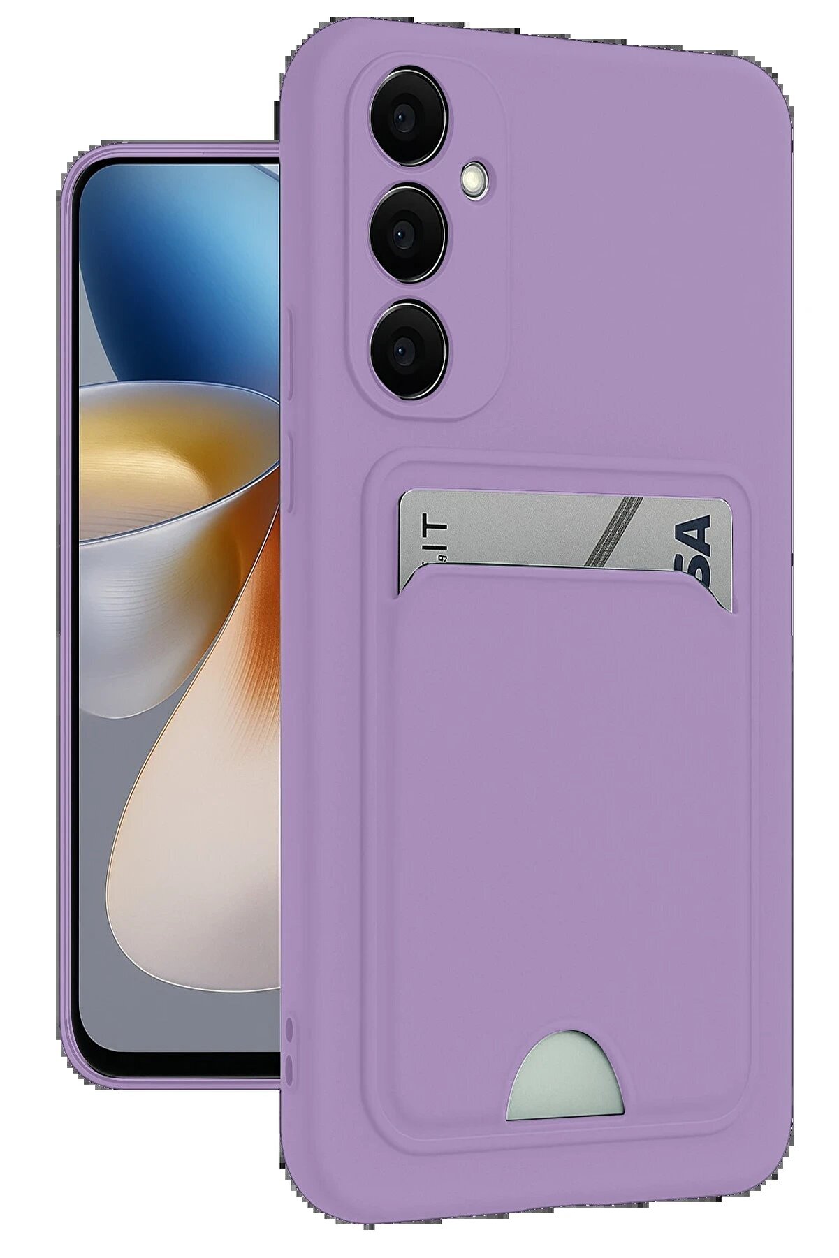 CepteToptan Samsung Galaxy M15 Kelvin Kartvizitli Silikon - Lila - DROPX2045-1523