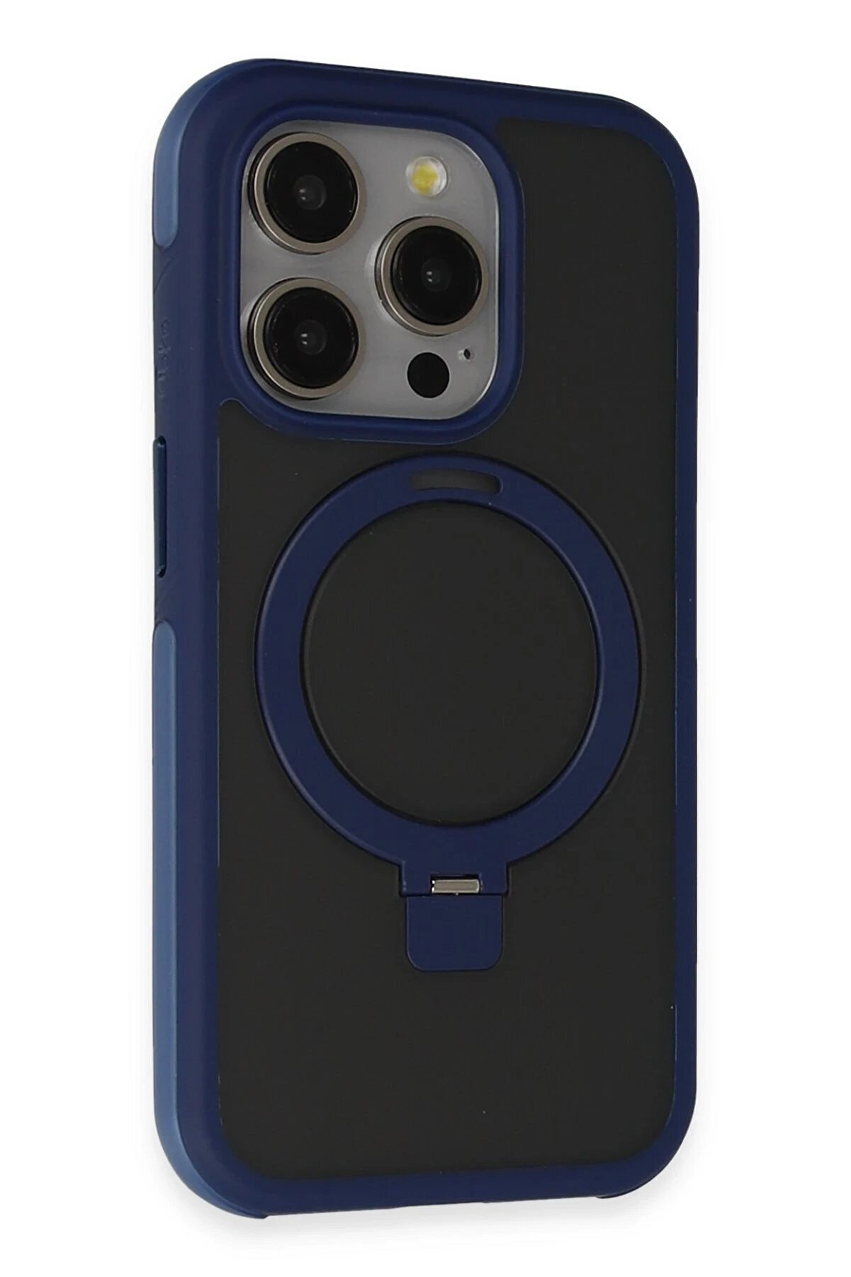 CepteToptan iPhone 15 Pro Zorda Airbag Magsafe Standlı Kapak - Lacivert - DROPX9630-5784