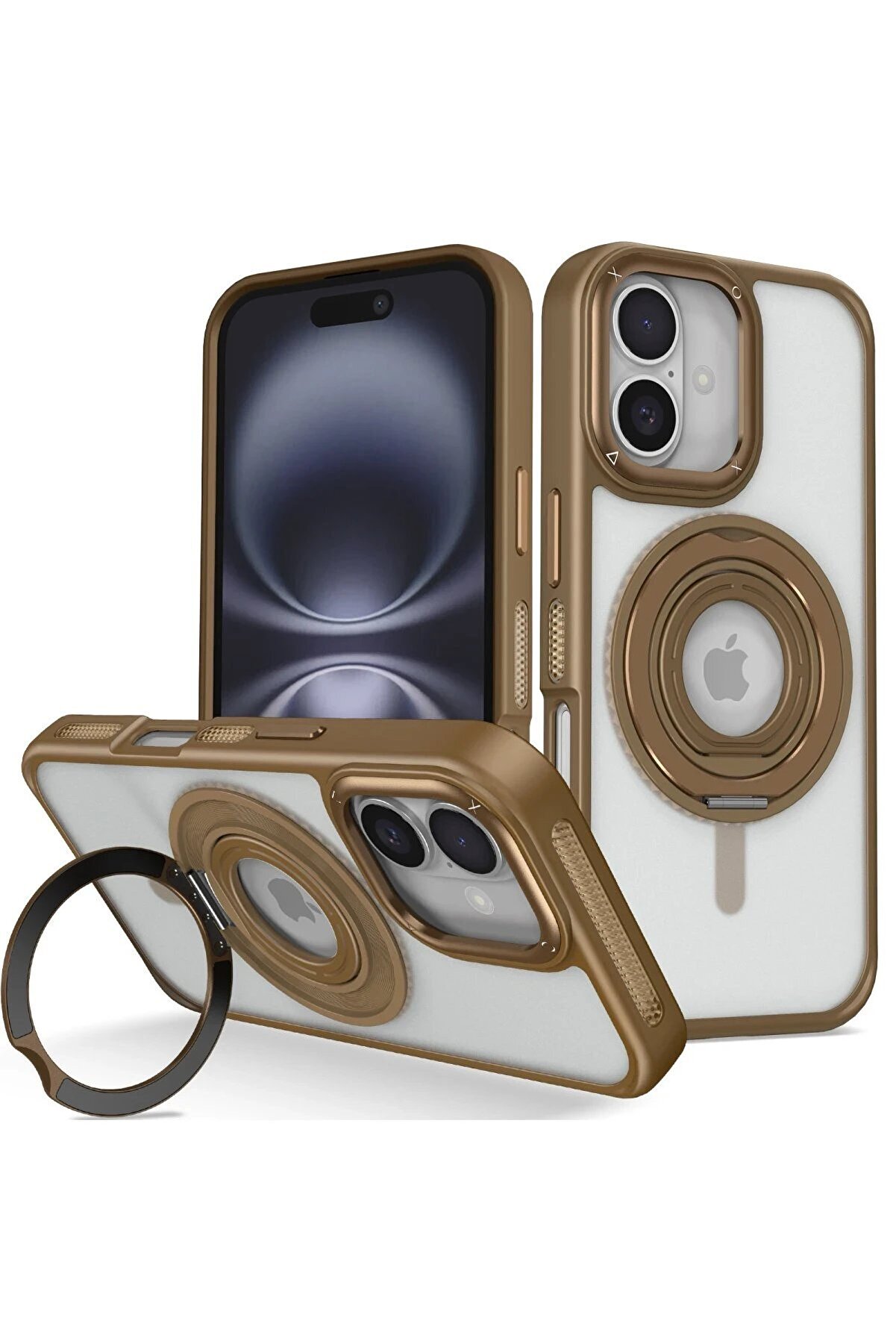 CepteToptan iPhone 16 Banza Magsafe Standlı Kapak - Kahverengi - DROPX8657-4649