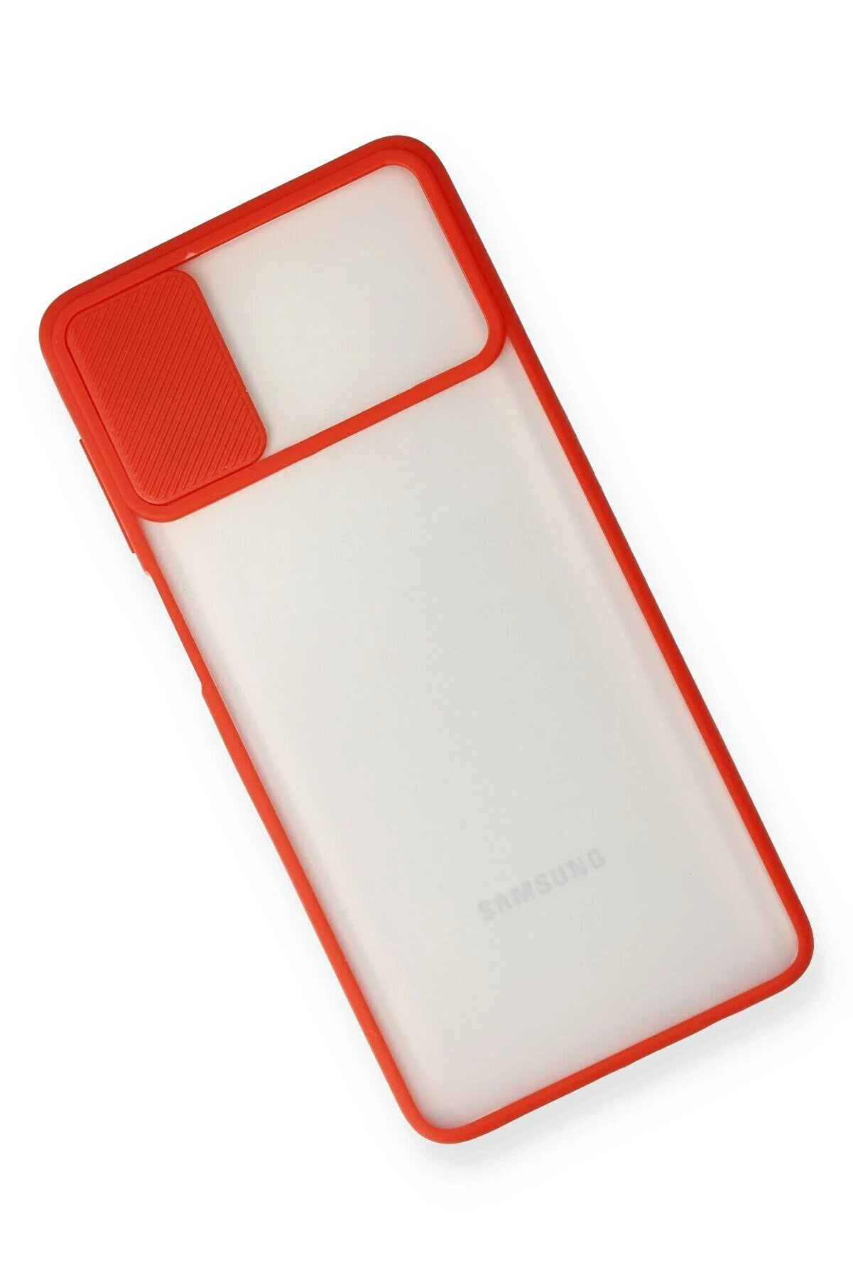 Samsung Galaxy M51 Kılıf Palm Buzlu Kamera Sürgülü Si̇li̇kon - Kırmızı - Dropx6503-7426
