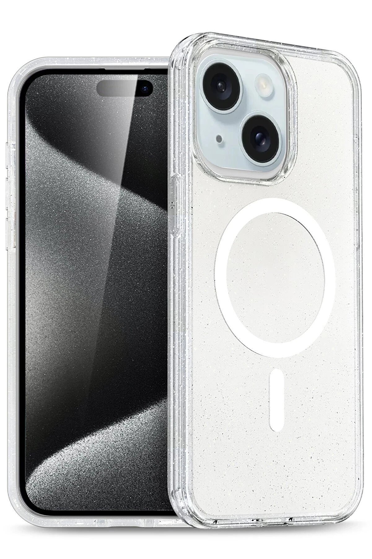 CepteToptan Apple iPhone 15 Star Magsafe Kapak - Şeffaf - DROPX8706-6910