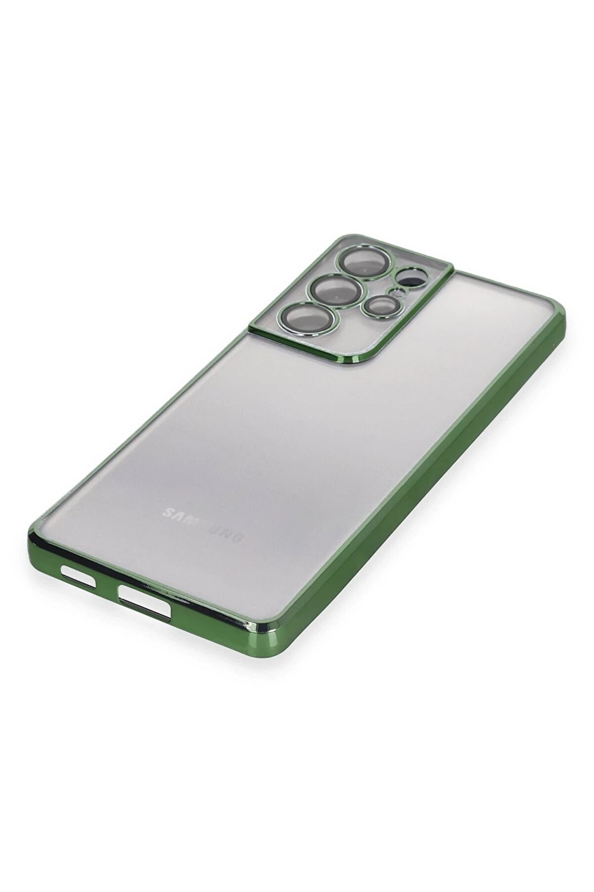 Samsung Galaxy S21 Ultra Kılıf Lensli̇ Si̇li̇kon - Yeşi̇l - Dropx5738-5426