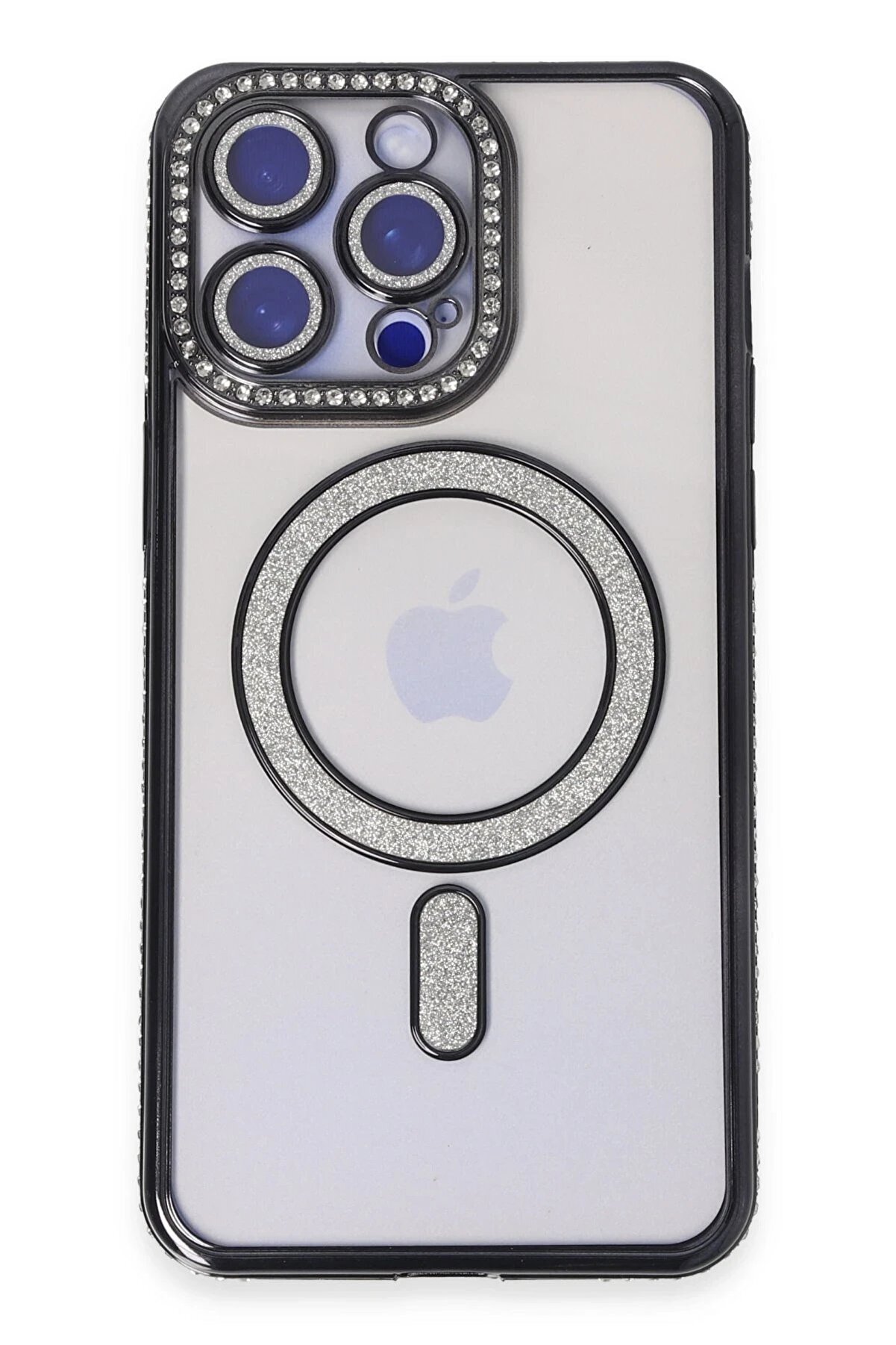 CepteToptan iPhone 14 Pro Kılıf Joke Simli Magneticsafe Kılıf - Siyah - DROPX9749-4416