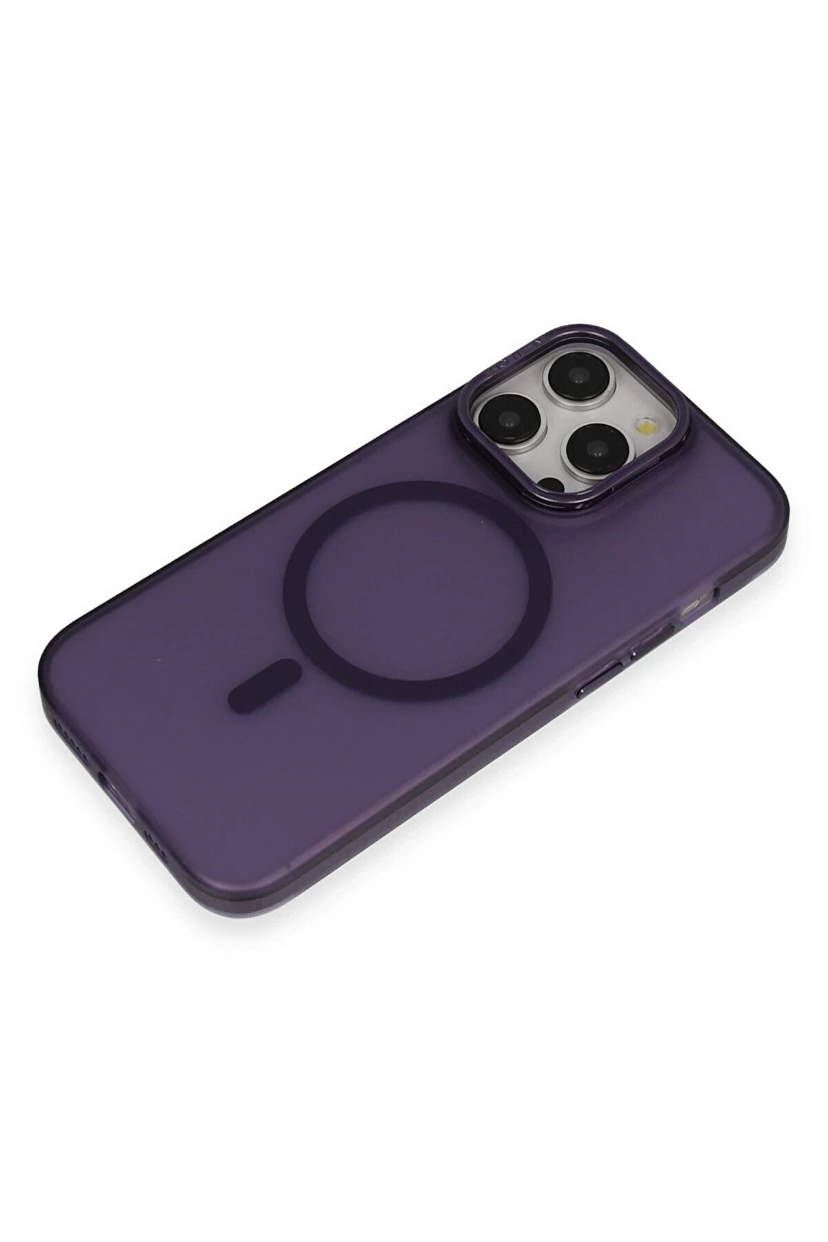 İphone 14 Pro Frost Standlı Magsafe Kapak - Deri̇n Mor - Dropx9748-7840