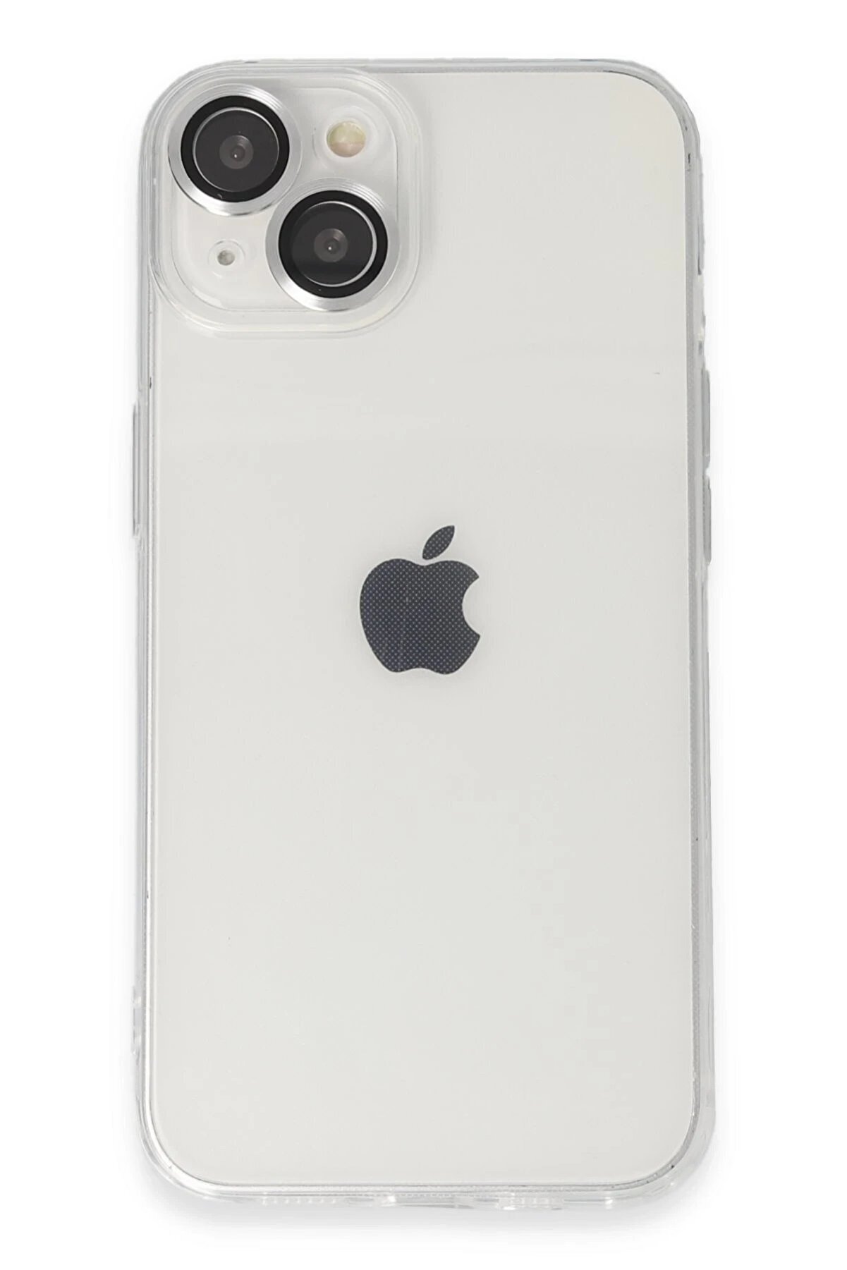 CepteToptan iPhone 14 Kılıf Luko Lens Silikon - G&uuml;m&uuml;ş - DROPX3909-7211