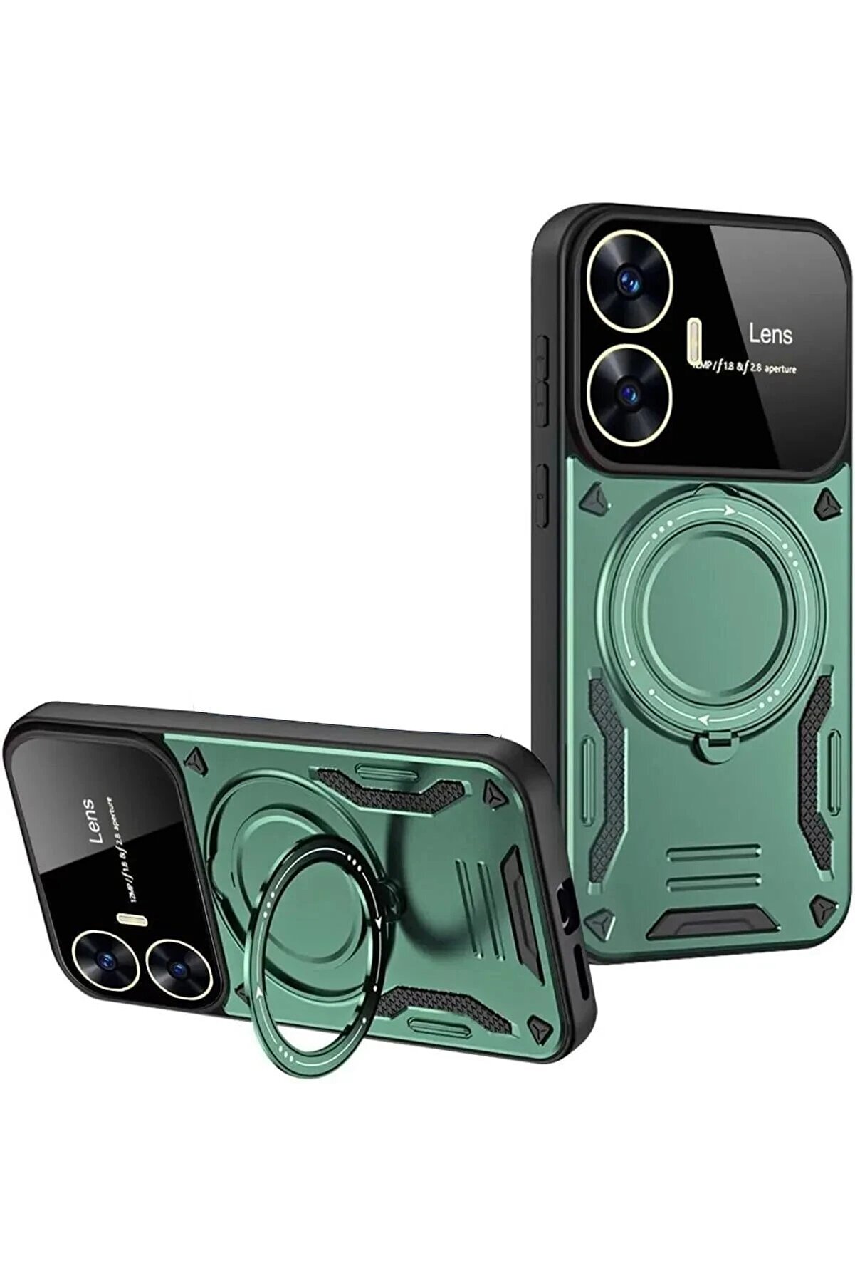 Realme C55 Kılıf Joy Lens Standlı Kapak - Koyu Yeşi̇l - Dropx5963-2549