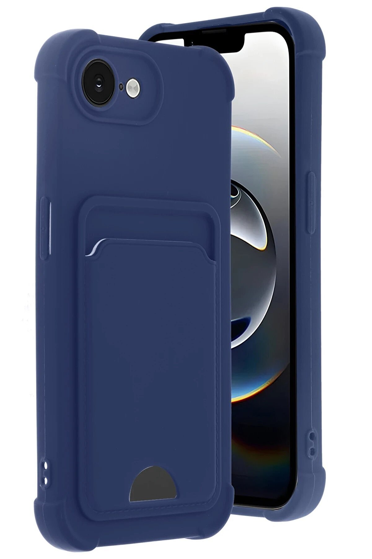 Apple İphone 16E Kelvi̇n Kartvi̇zi̇tli̇ Si̇li̇kon - Laci̇vert - Dropx9116-9406