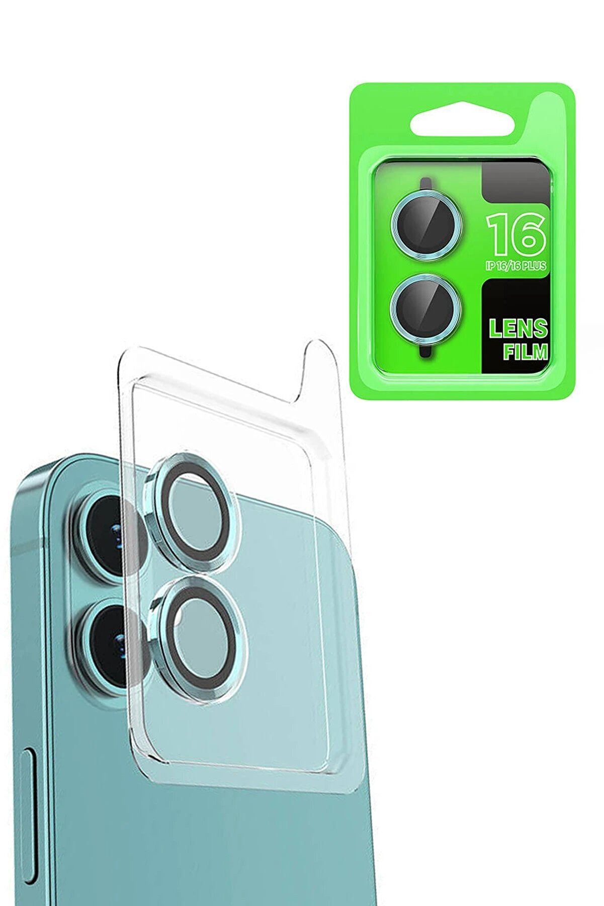 CepteToptan iPhone 16 Raze Metal Kamera Lens - Turkuaz - DROPX5590-4019