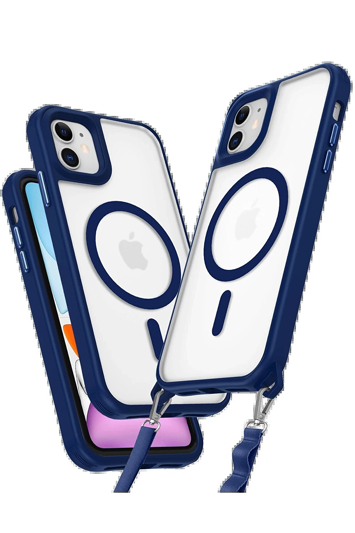 CepteToptan iPhone 12 Kılıf Enka Magsafe Silikon Kılıf - Lacivert - DROPX5529-4944