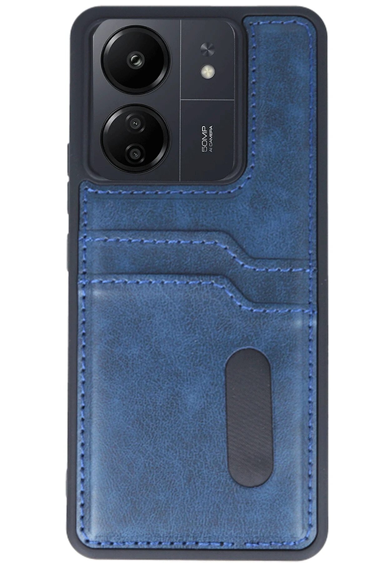 Xi̇aomi̇ Redmi̇ 13C Kılıf Sara Kartvi̇zi̇tli̇ Deri̇ Kılıf - Laci̇vert - Dropx3780-6032