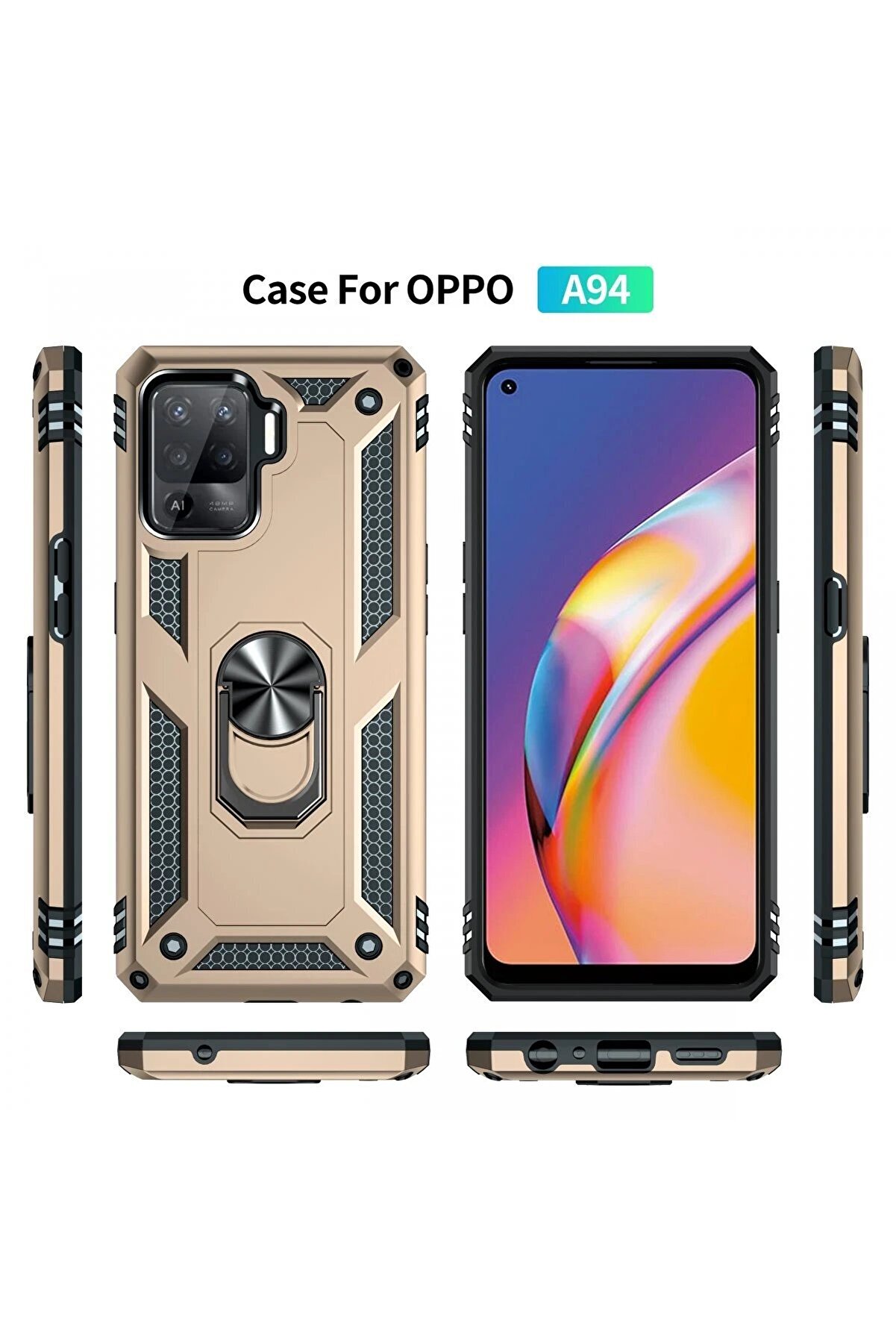 Oppo Reno 5 Li̇te Kılıf Sofya Y&uuml;z&uuml;kl&uuml; Si̇li̇kon Kapak - Gold - Dropx1245-3330