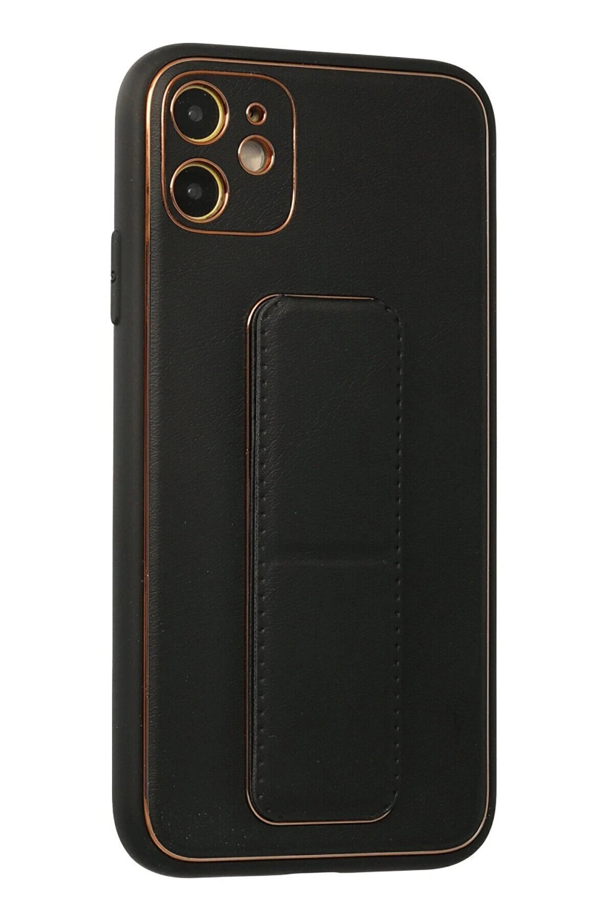 İphone 12 Kılıf Coco Deri̇ Standlı Kapak - Si̇yah - Dropx5368-8058