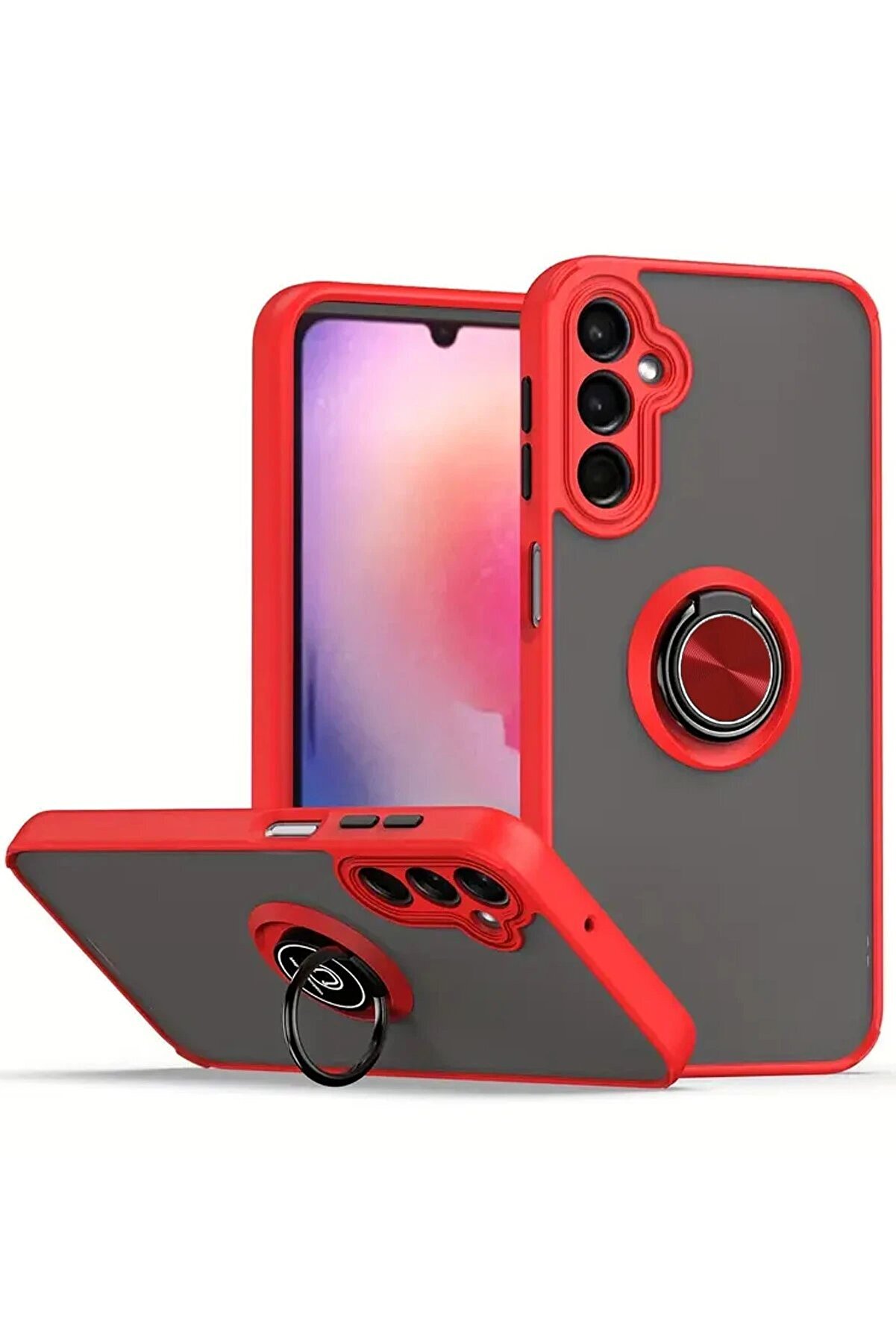 CepteToptan Samsung Galaxy A26 Kılıf Montreal Yüzüklü Silikon Kapak - Kırmızı - DROPX4848-5378