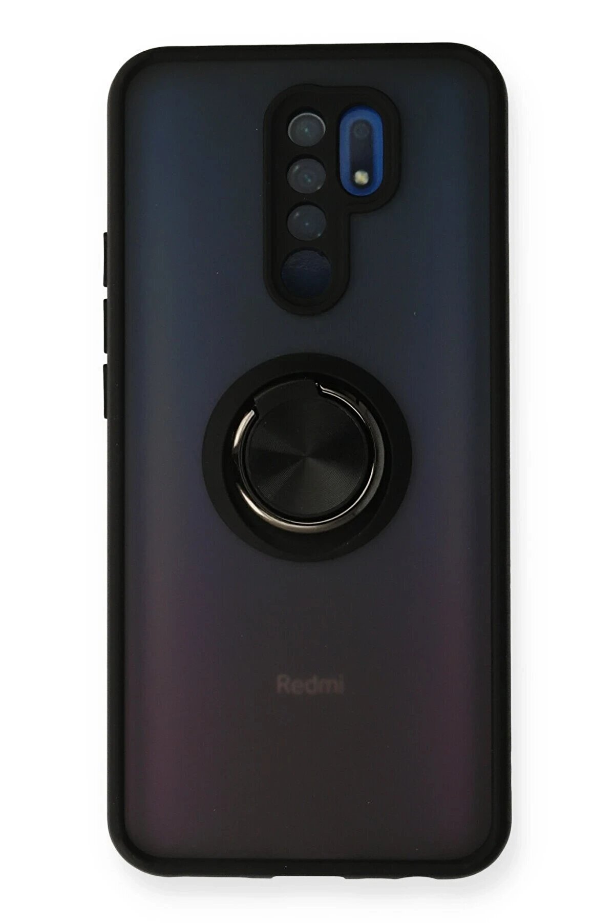 CepteToptan Xiaomi Redmi 9 Kılıf Montreal Yüzüklü Silikon Kapak - Siyah - DROPX4691-4286