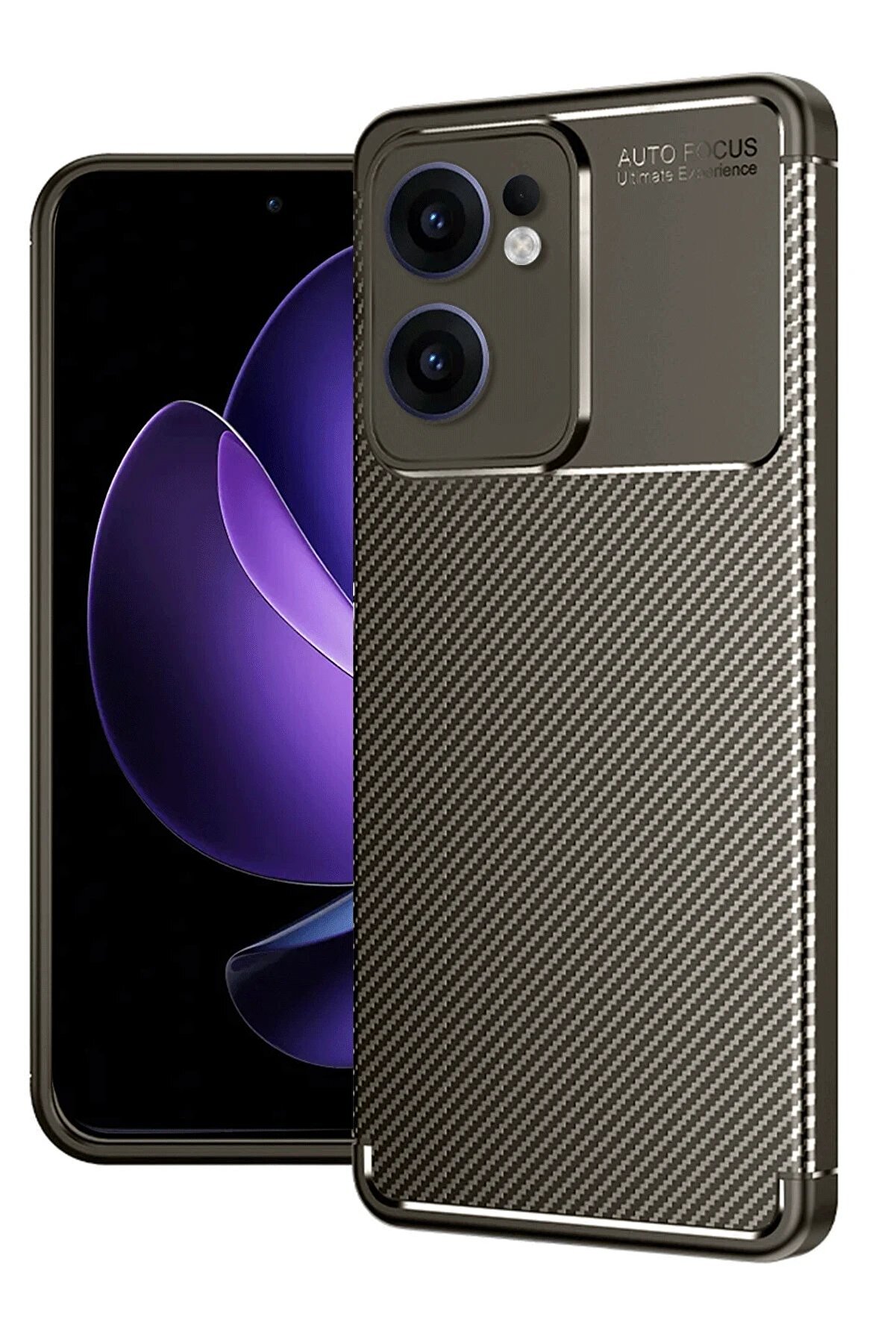 CepteToptan Oppo Reno 13F Kılıf Auto Focus Karbon Kapak - Kahverengi - DROPX6253-2059