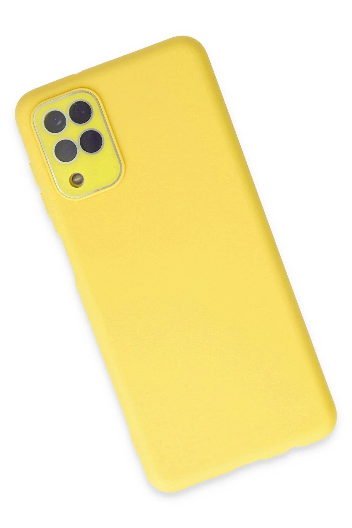 Samsung Galaxy A22 Kılıf Lansman Glass Kapak - Sarı - Dropx9762-4138