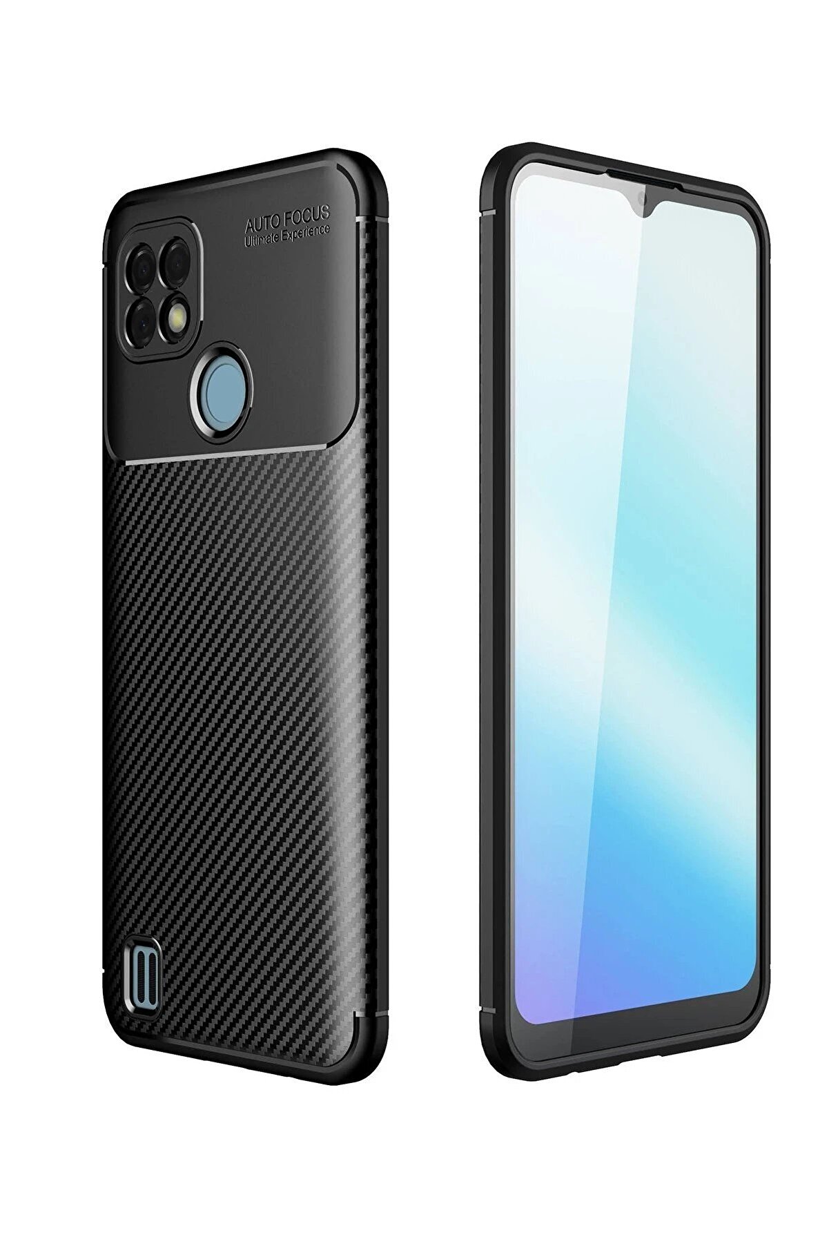 CepteToptan Realme C21 Kılıf Auto Focus Karbon Kapak - Siyah - DROPX1457-8703