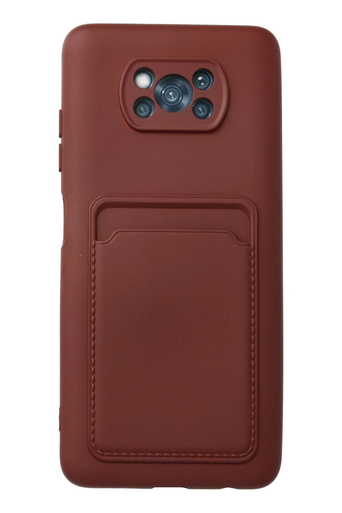 CepteToptan Xiaomi Pocophone X3 Kılıf Kelvin Kartvizitli Silikon - Bordo - DROPX9977-1461