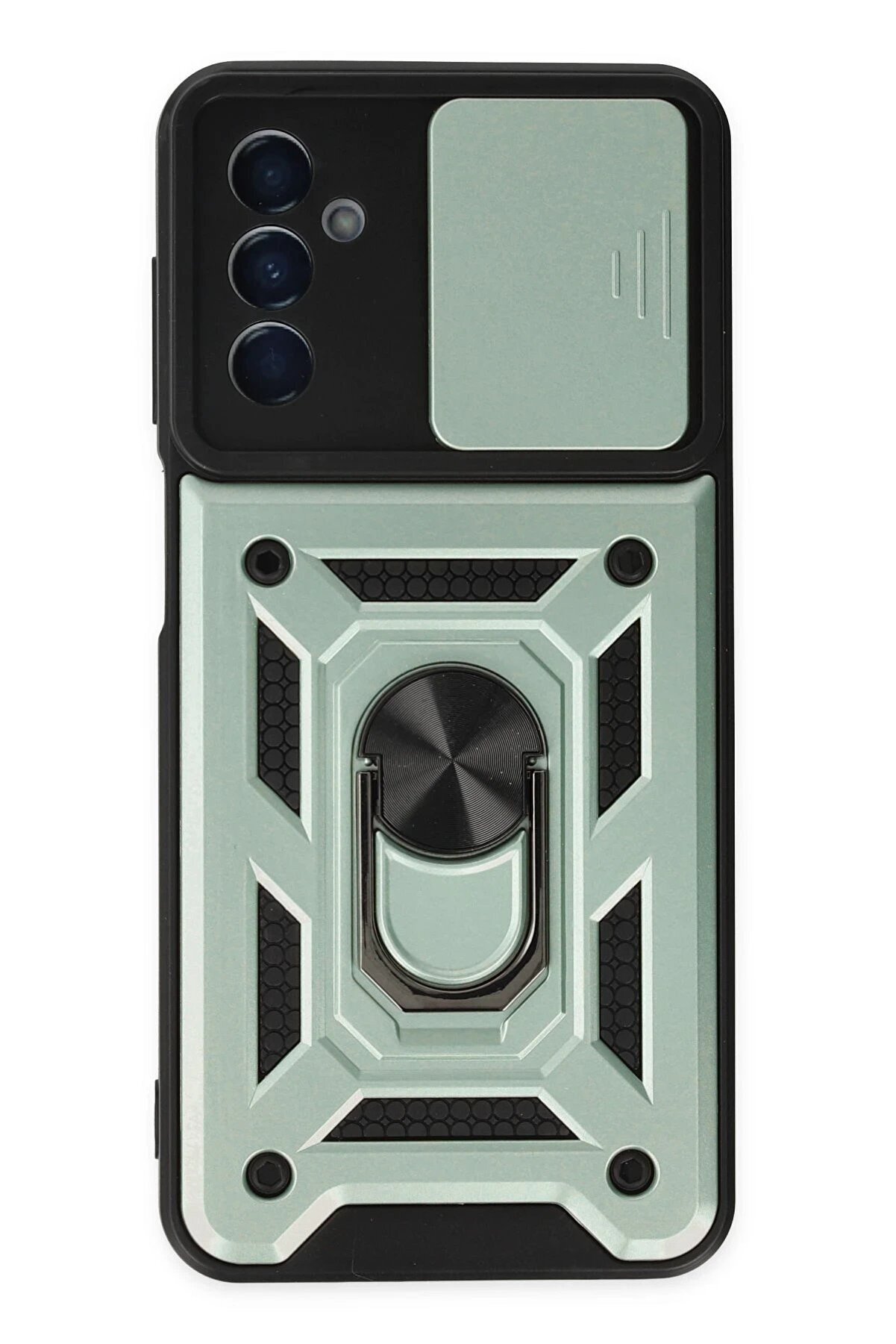 CepteToptan Samsung Galaxy A04S Kılıf Pars Lens Yüzüklü Silikon - Yeşil - DROPX1398-1594