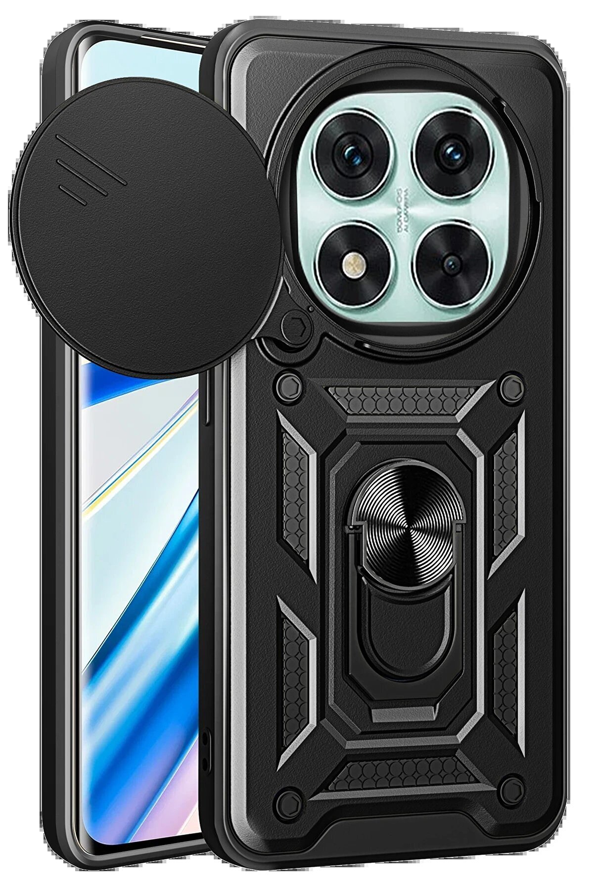 CepteToptan Xiaomi Redmi Note 14 Pro 5G Kılıf Pars Lens Yüzüklü Silikon - Siyah - DROPX4052-7166