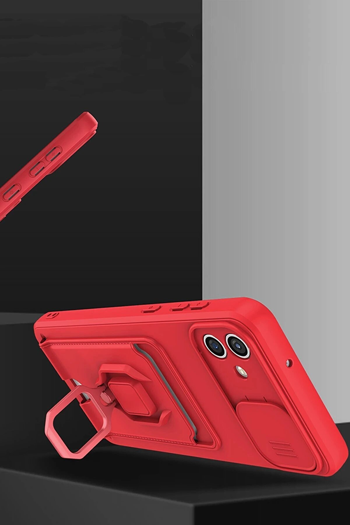 Samsung Galaxy A06 Kılıf Zuma Kartvi̇zi̇tli̇ Y&uuml;z&uuml;kl&uuml; Si̇li̇kon - Kırmızı - Dropx3245-1393