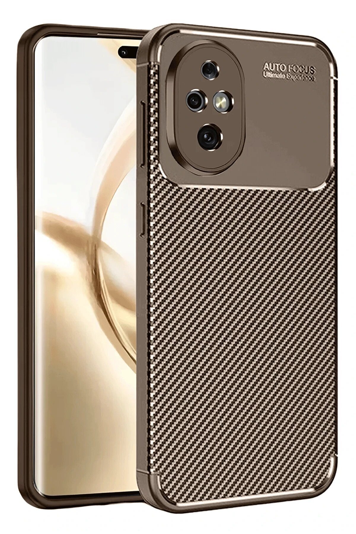 CepteToptan Honor 200 Kılıf Auto Focus Karbon Kapak - Kahverengi - DROPX7005-2060