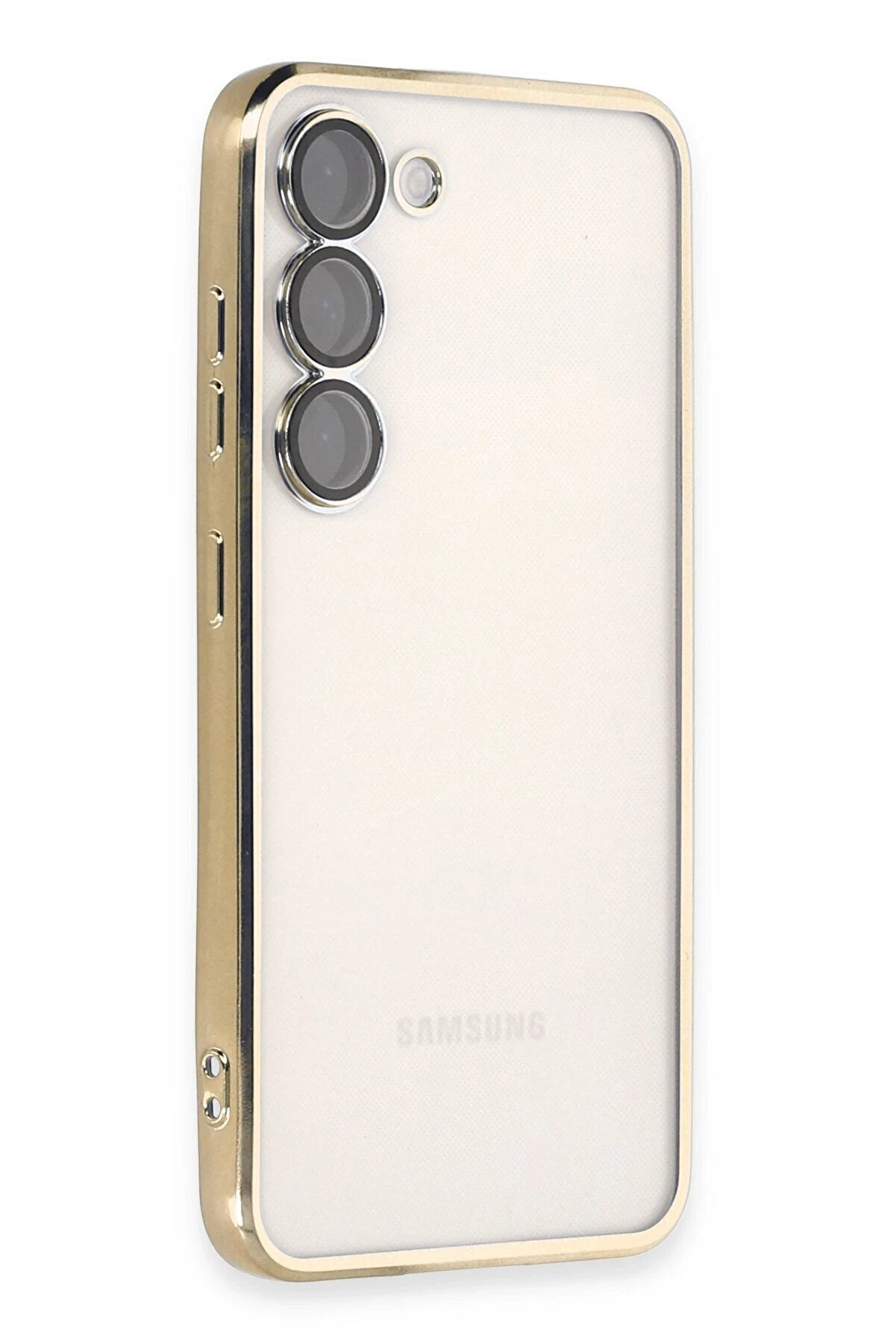 CepteToptan Samsung Galaxy S23 Plus Kılıf Lensli Silikon - Gold - DROPX2673-6868