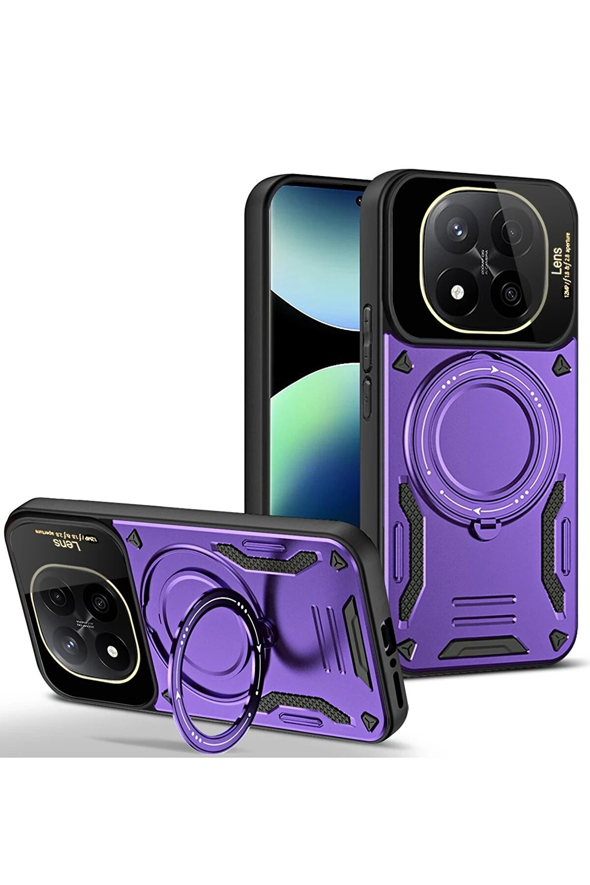 CepteToptan Xiaomi Redmi Note 14 Pro 5G Kılıf Joy Lens Standlı Kapak - Mor - DROPX5267-3572