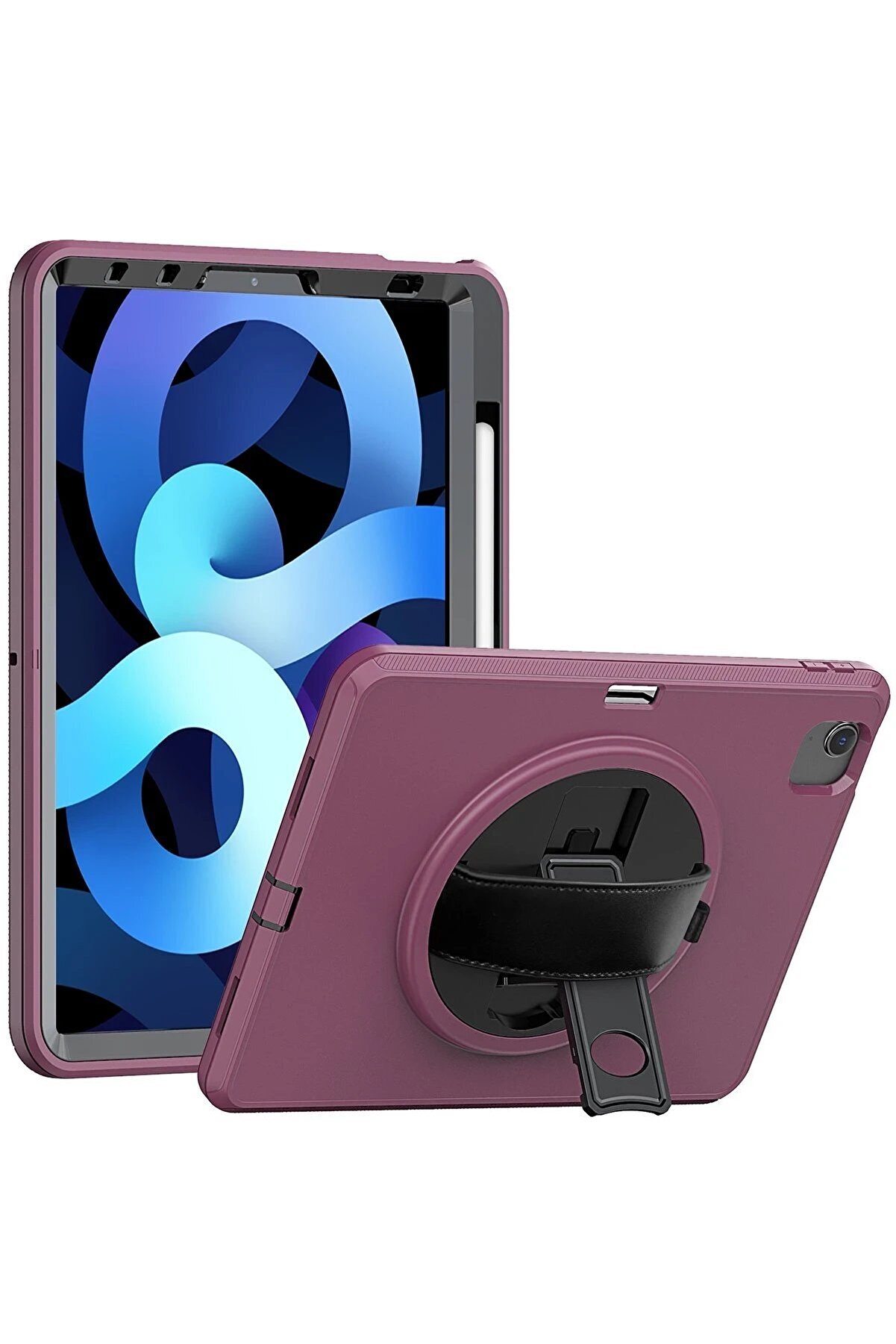 CepteToptan iPad 2022 10.9 (10.nesil) Kılıf Hand Strap Tablet Kılıfı - Mürdüm - DROPX6927-8304