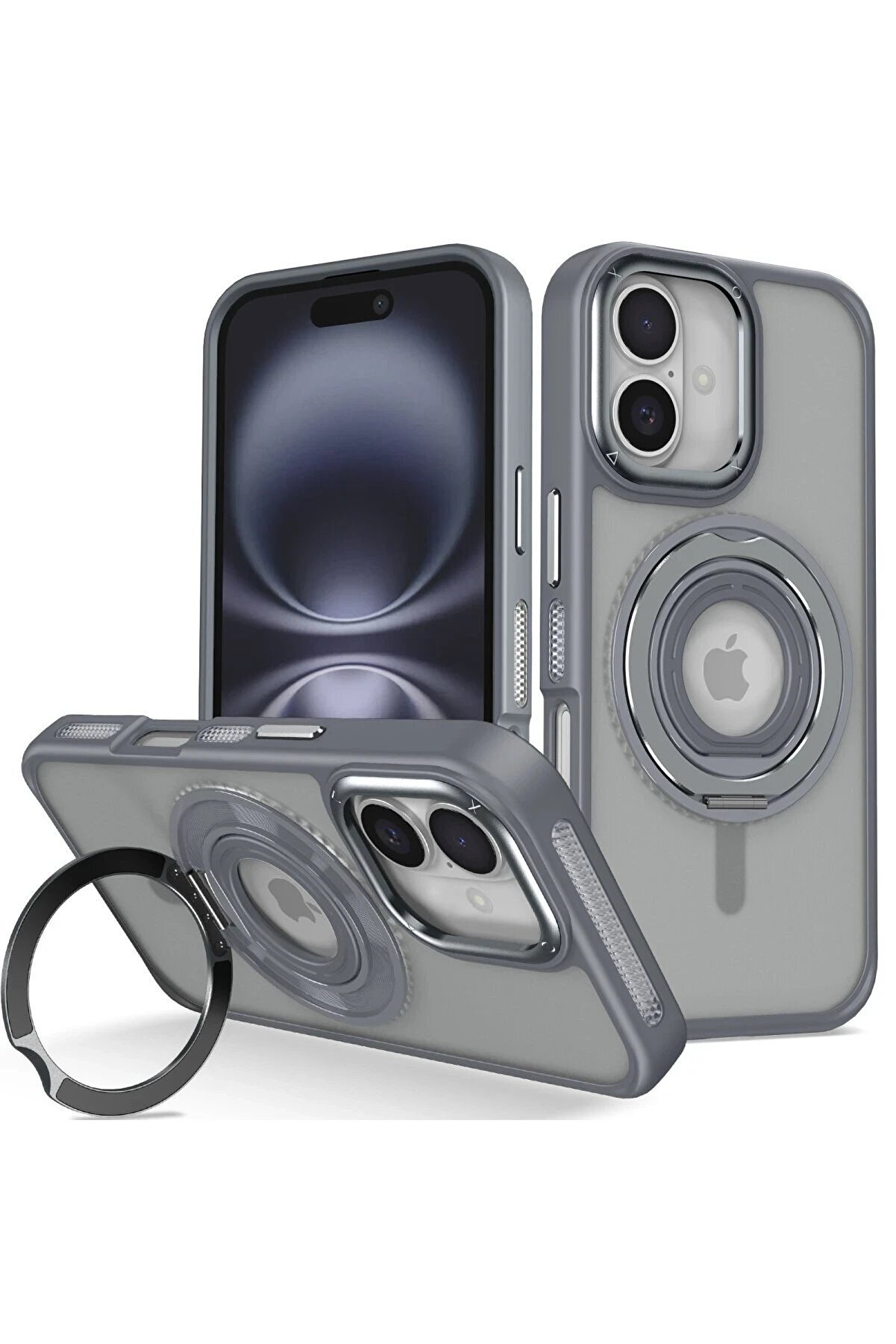 CepteToptan iPhone 16 Banza Magsafe Standlı Kapak - Titan Gri - CRM4668-8440