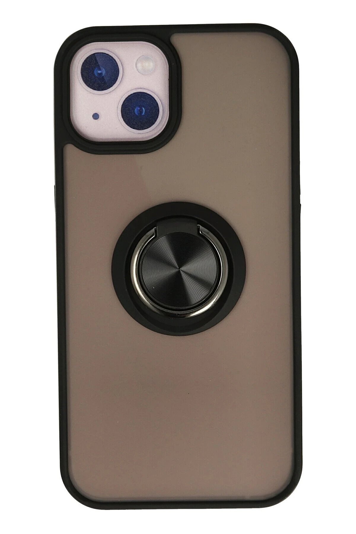 CepteToptan iPhone 15 Kılıf Montreal Yüzüklü Silikon Kapak - Siyah - DROPX3534-9715