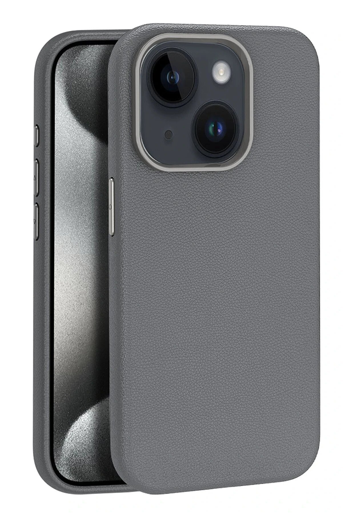 CepteToptan iPhone 15 Kılıf Wonder Deri Magsafe Kapak - Titan Gri - DROPX5111-9515