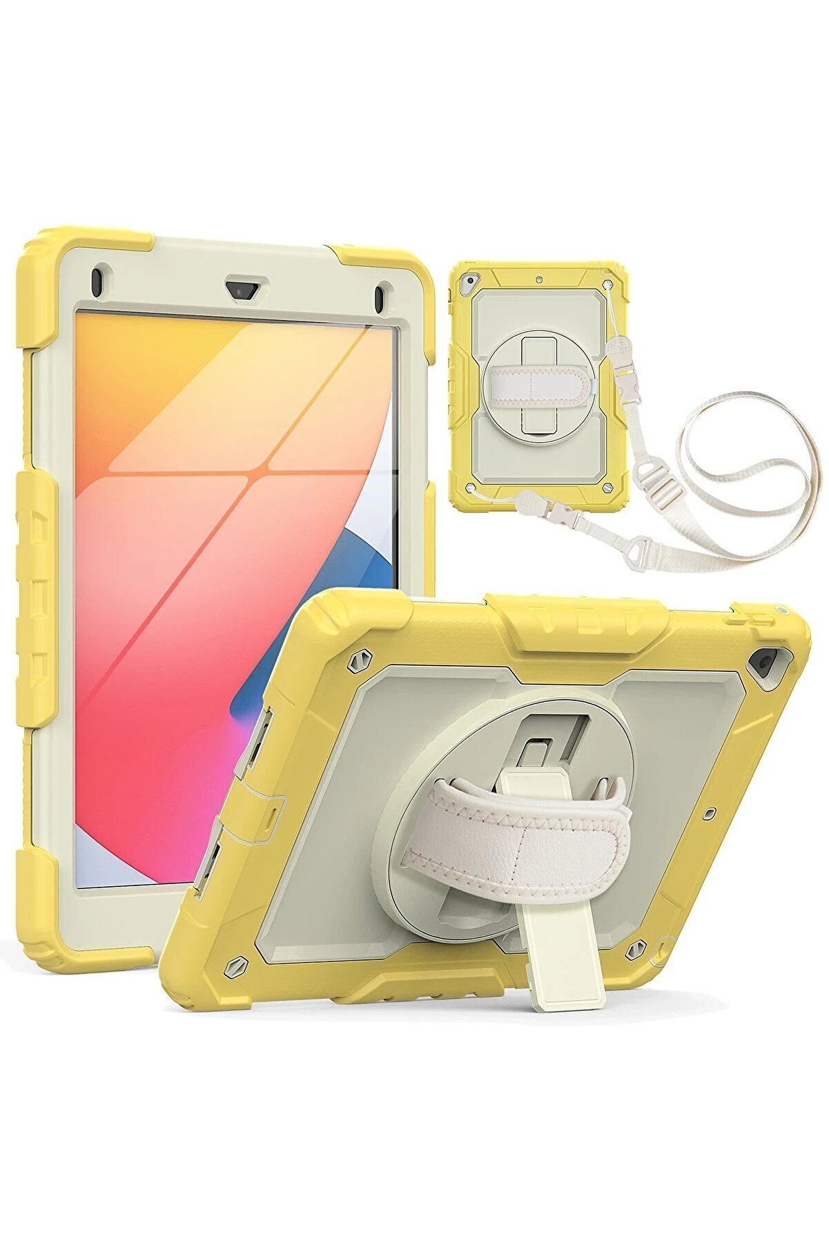 CepteToptan iPad 5 Air 9.7 Kılıf Strap New Tablet Kapak - Sarı - DROPX6951-8369